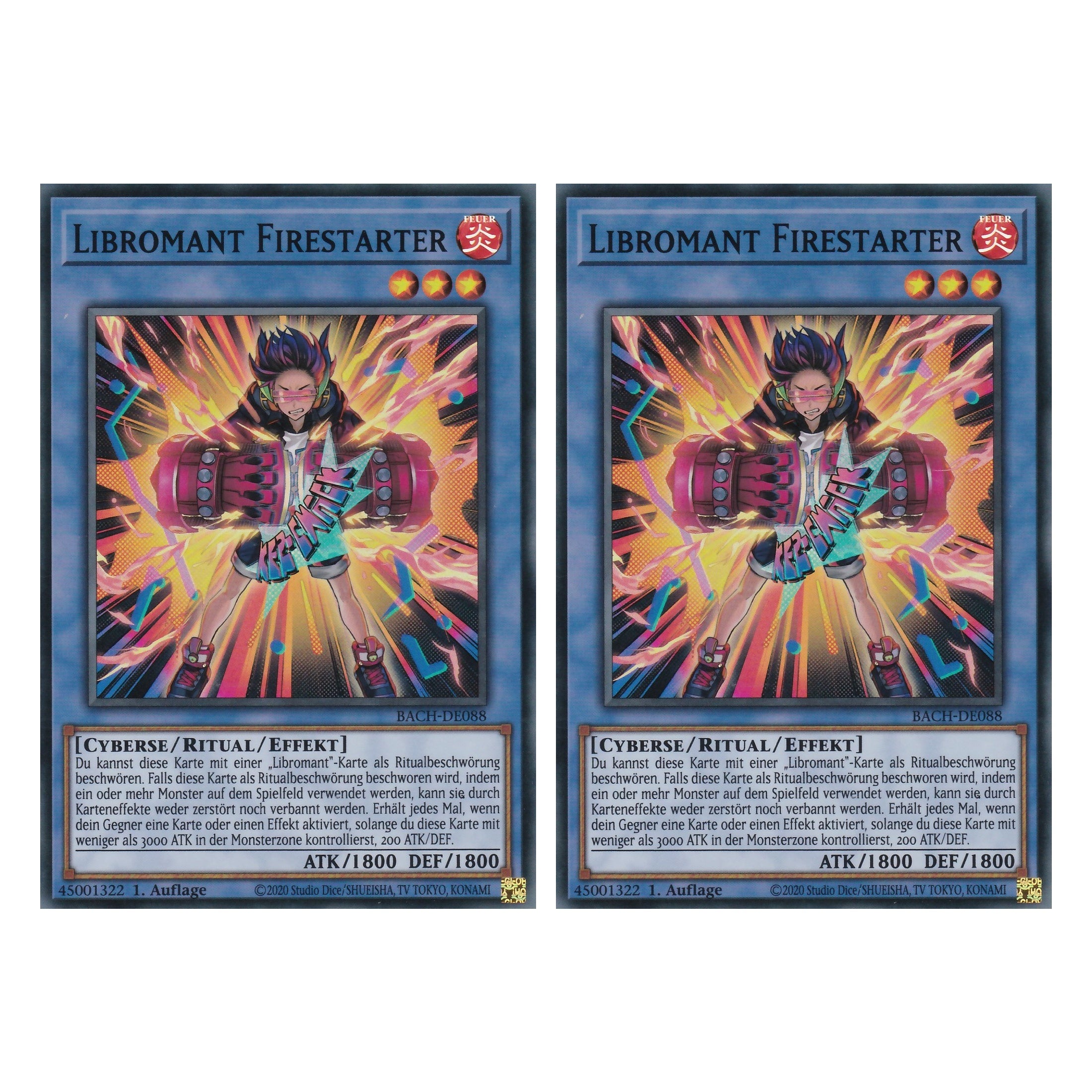 Libromant Firestarter - BACH-DE088 - Super Rare - Deutsch - 1. Auflage - Battle of Chaos - Yu-Gi-Oh! - Duo Set (2 Stück)