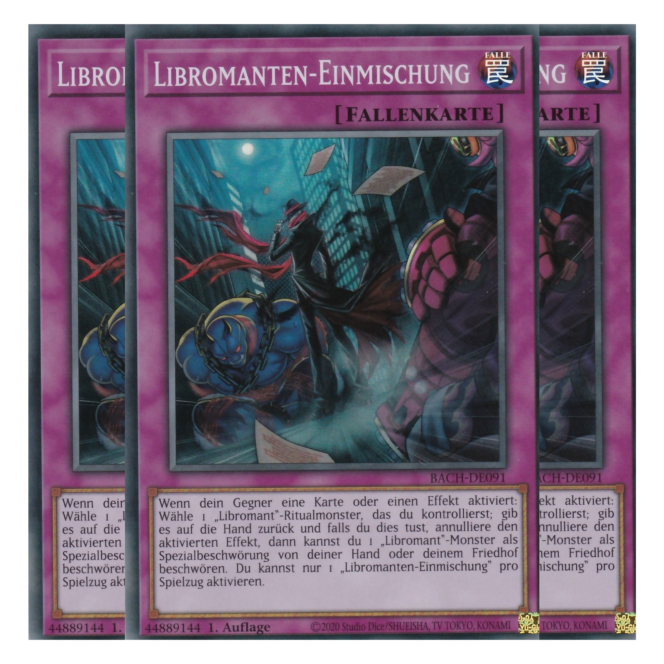 Libromanten-Einmischung - BACH-DE091 - Super Rare - Deutsch - 1. Auflage - Battle of Chaos - Yu-Gi-Oh! - Playset (3 Kopien)