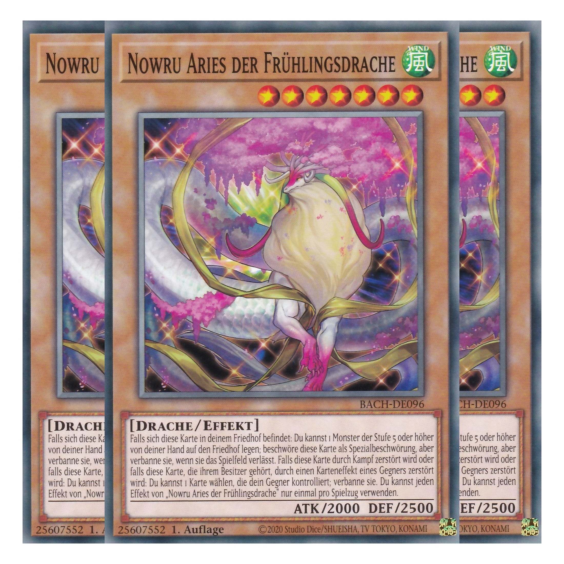 Nowru Aries der Frühlingsdrache - BACH-DE096 - Common - Deutsch - 1. Auflage - Battle of Chaos - Yu-Gi-Oh! - Playset (3 Kopien)