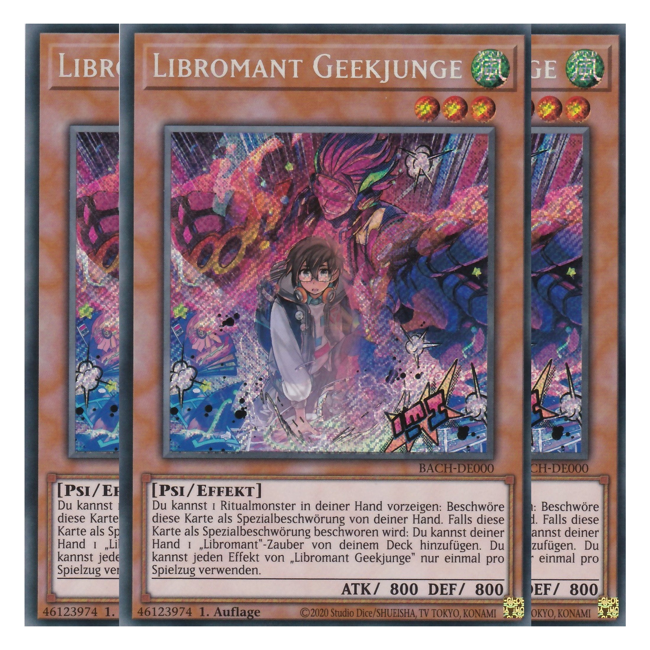 Libromant Geekjunge - BACH-DE000 - Secret Rare - Deutsch - 1. Auflage - Battle of Chaos - Yu-Gi-Oh! - Playset (3 Kopien)