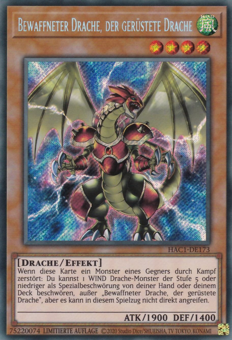 Bewaffneter Drache, der gerüstete Drache - HAC1-DE173 - Secret Rare - Deutsch - Limitierte Auflage - Hidden Arsenal Chapter 1