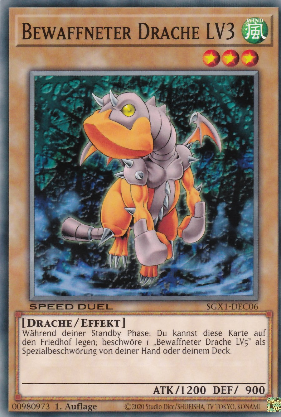 Bewaffneter Drache LV3 - SGX1-DEC06 - Common - Deutsch - 1. Auflage - Speed Duel GX: Duel Academy Box