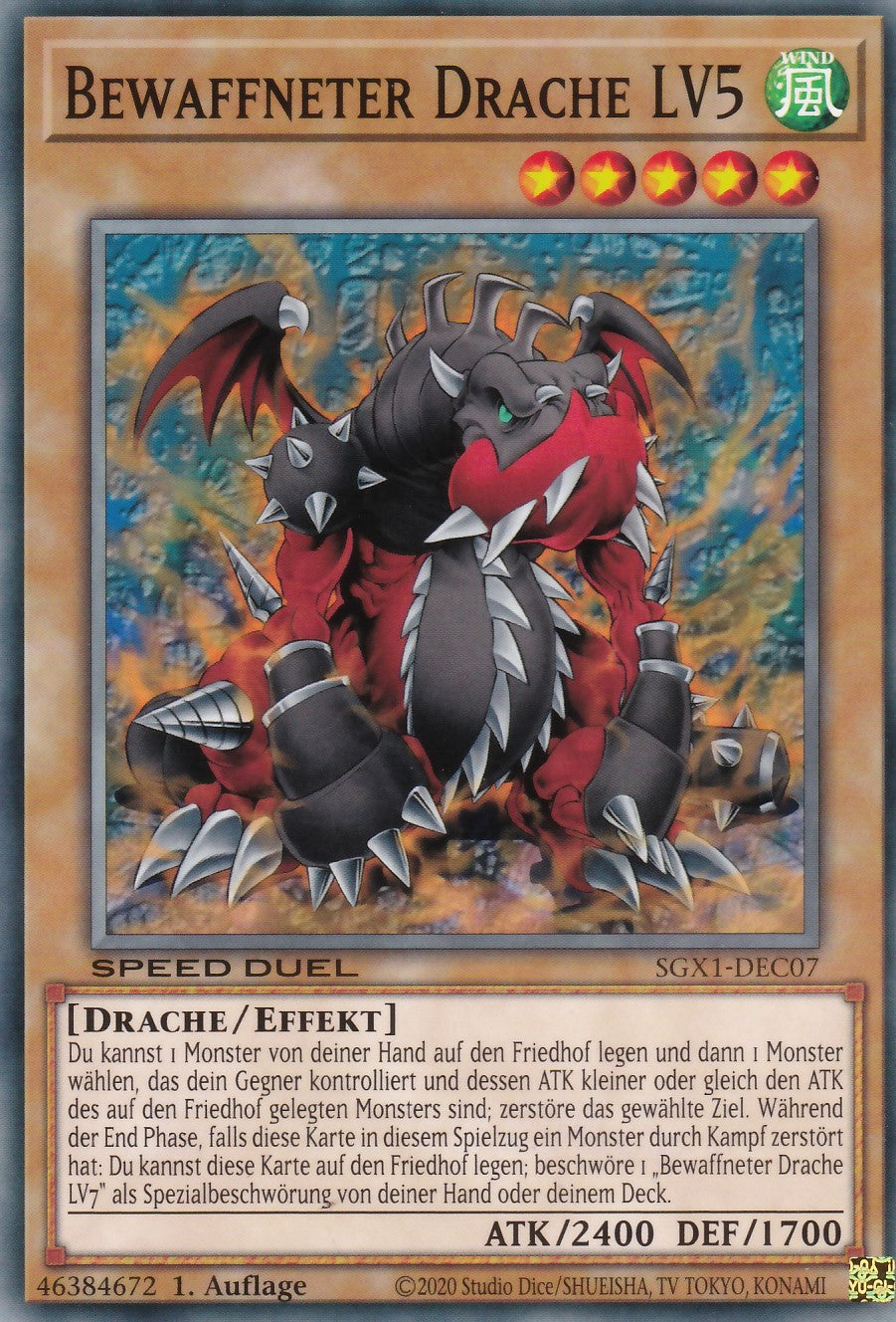 Bewaffneter Drache LV5 - SGX1-DEC07 - Common - Deutsch - 1. Auflage - Speed Duel GX: Duel Academy Box