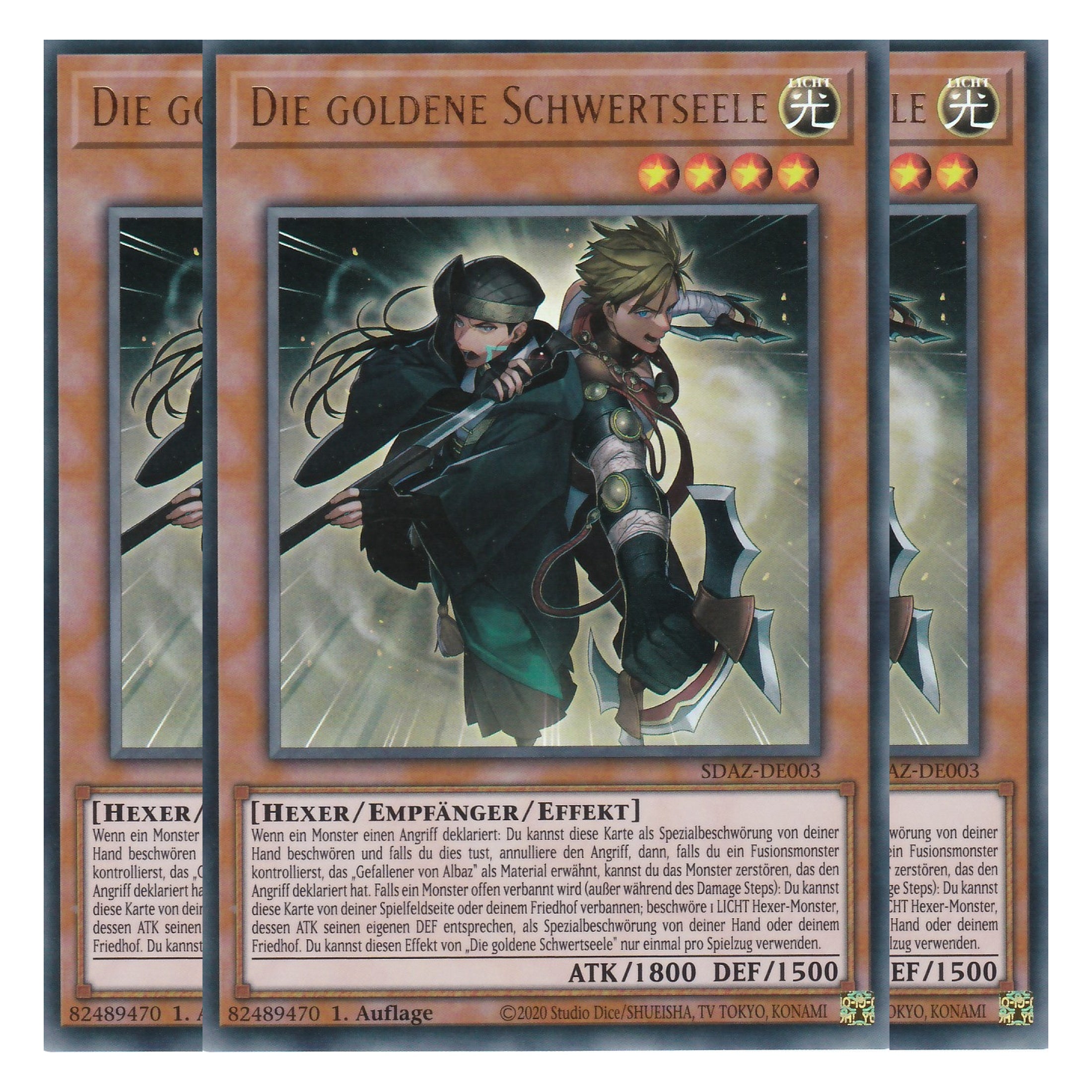 Die Goldenen Schwertseele - SDAZ-DE003 - Ultra Rare - Deutsch - 1. Auflage - Structure Deck: Albaz Strike - Yu-Gi-Oh! - Playset (3 Kopien)