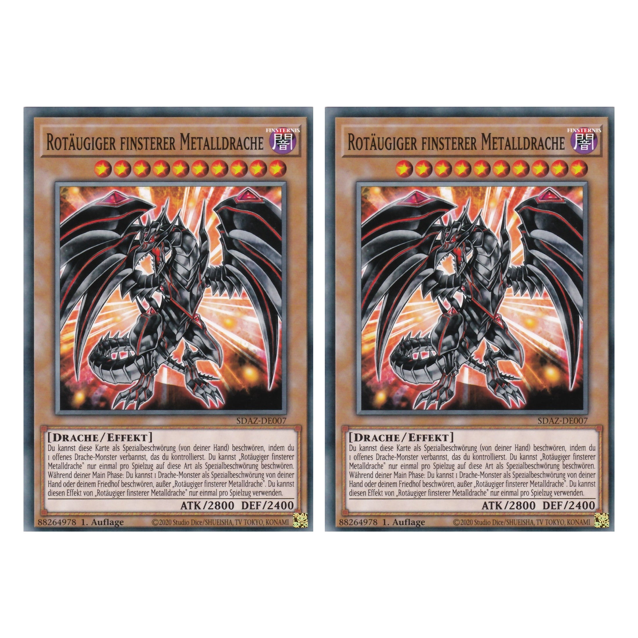 Rotäugiger Finsterer Metalldrache - SDAZ-DE007 - Common - Deutsch - 1. Auflage - Structure Deck: Albaz Strike - Yu-Gi-Oh! - Duo Set (2 Stück)