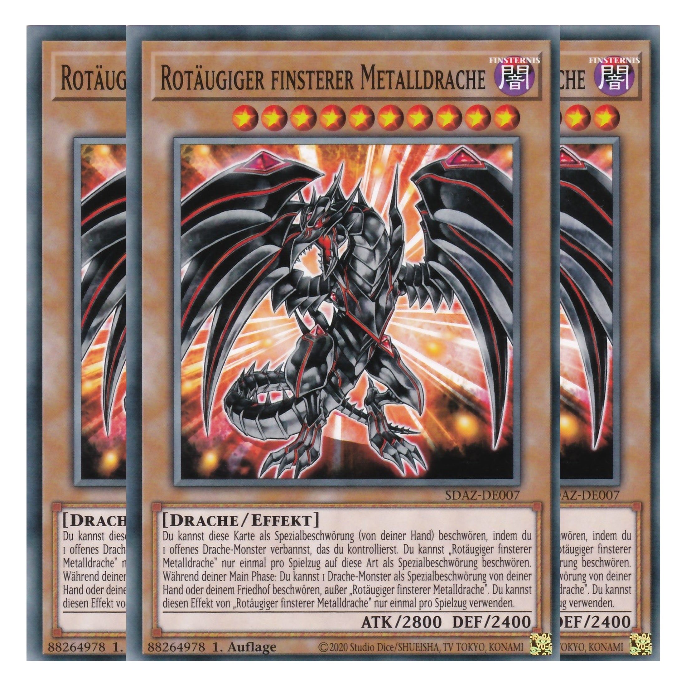Rotäugiger Finsterer Metalldrache - SDAZ-DE007 - Common - Deutsch - 1. Auflage - Structure Deck: Albaz Strike - Yu-Gi-Oh! - Playset (3 Kopien)
