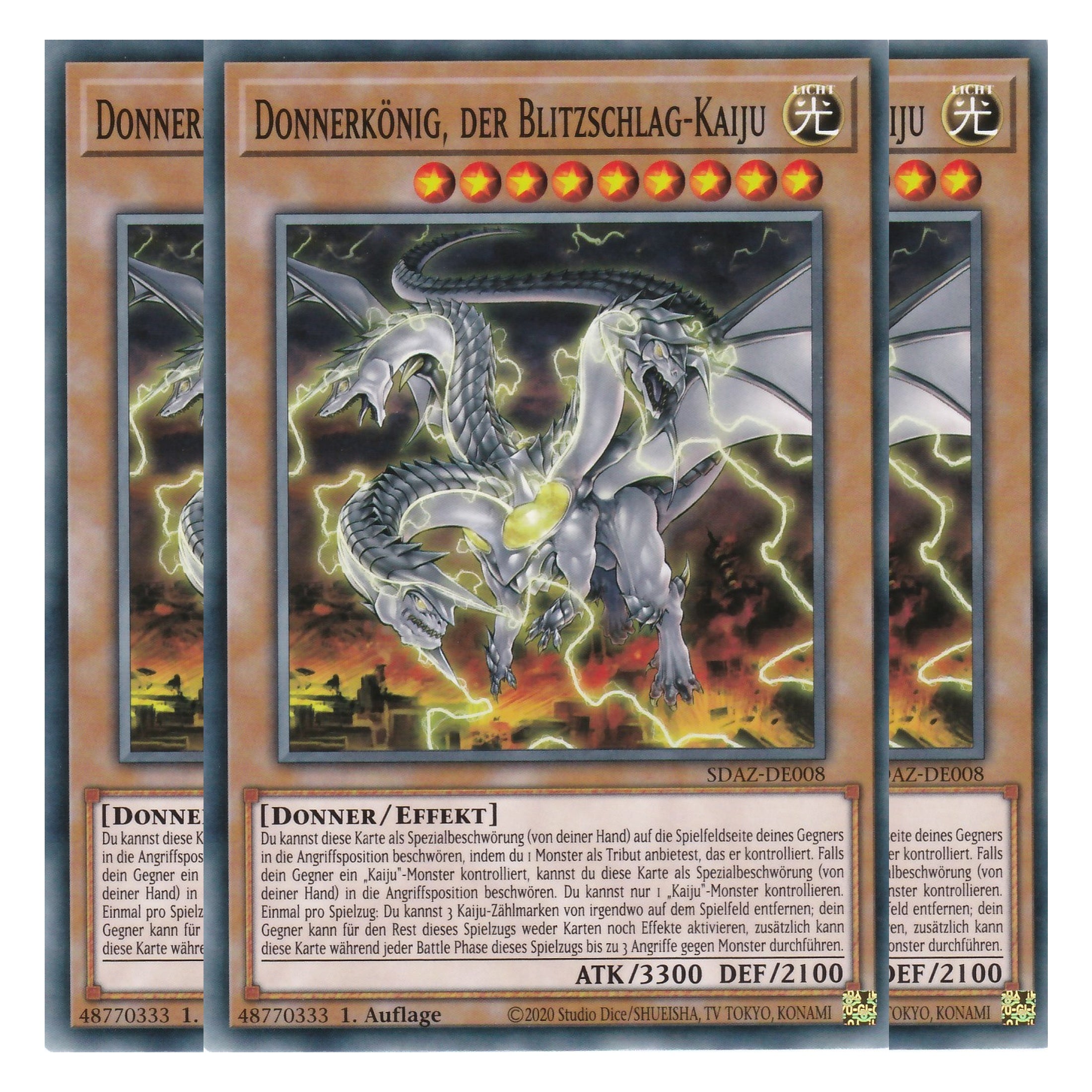 Donnerkönig, der Blitzschlag-Kaiju - SDAZ-DE008 - Common - Deutsch - 1. Auflage - Structure Deck: Albaz Strike - Yu-Gi-Oh! - Playset (3 Kopien)