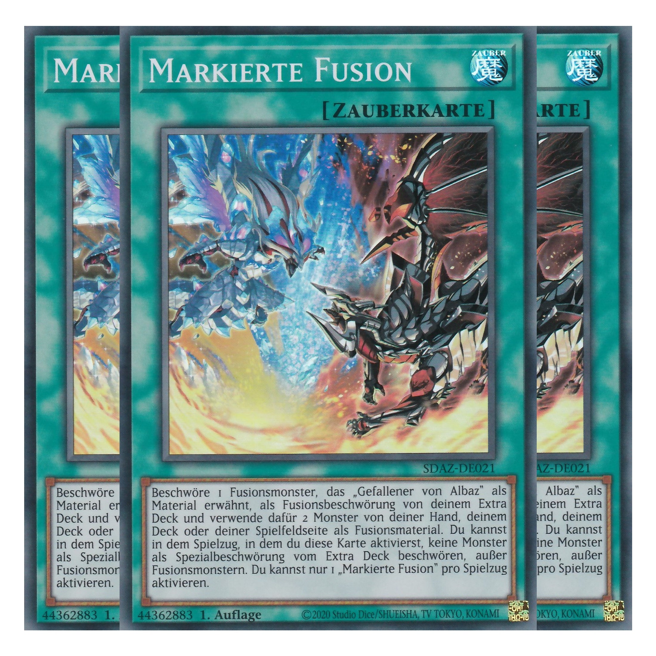 Markierte Fusion - SDAZ-DE021 - Super Rare - Deutsch - 1. Auflage - Structure Deck: Albaz Strike - Yu-Gi-Oh! - Playset (3 Kopien)