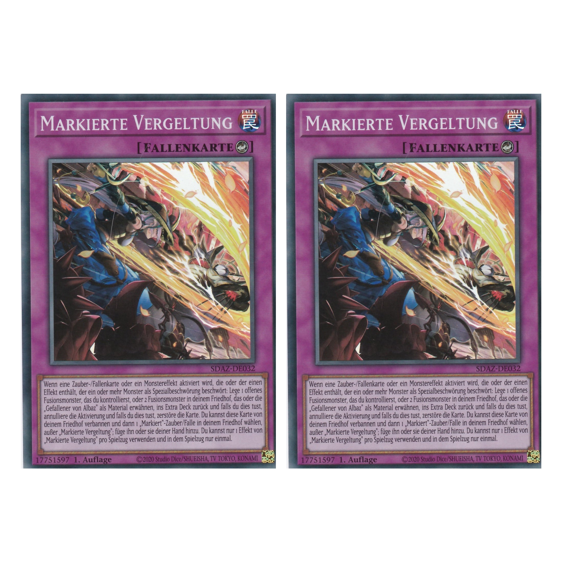 Markierte Vergeltung - SDAZ-DE032 - Super Rare - Deutsch - 1. Auflage - Structure Deck: Albaz Strike - Yu-Gi-Oh! - Duo Set (2 Stück)
