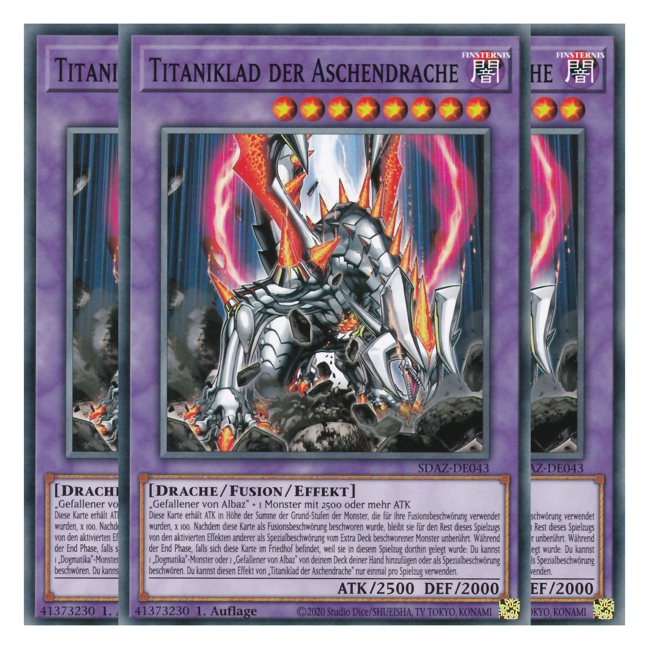Titaniklad der Aschendrache - SDAZ-DE043 - Common - Deutsch - 1. Auflage - Structure Deck: Albaz Strike - Yu-Gi-Oh! - Playset (3 Kopien)