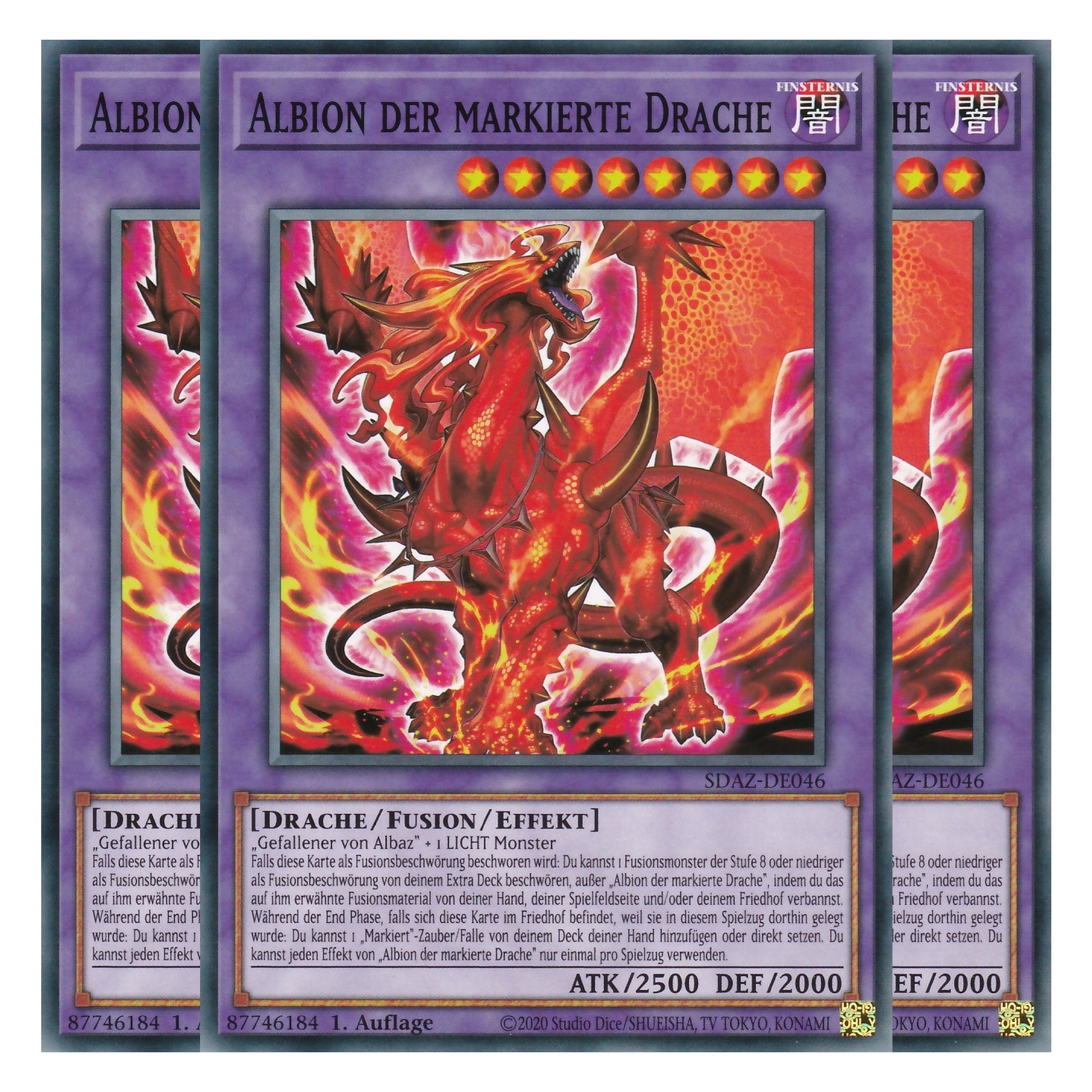 Albion der Markierte Drache - SDAZ-DE046 - Common - Deutsch - 1. Auflage - Structure Deck: Albaz Strike - Yu-Gi-Oh! - Playset (3 Kopien)