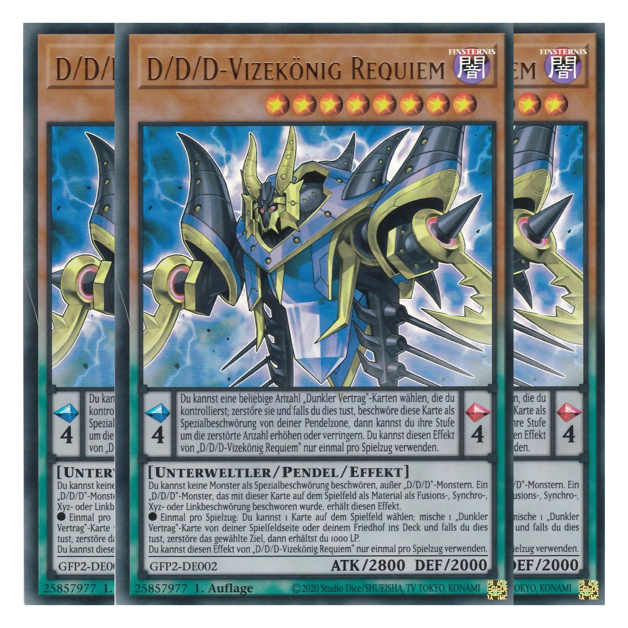 D/D/D-Vizekönig Requiem - GFP2-DE002 - Ultra Rare - Deutsch - 1. Auflage - Ghost from the Past II The Second Hunting - Yu-Gi-Oh! - Playset (3 Kopien)