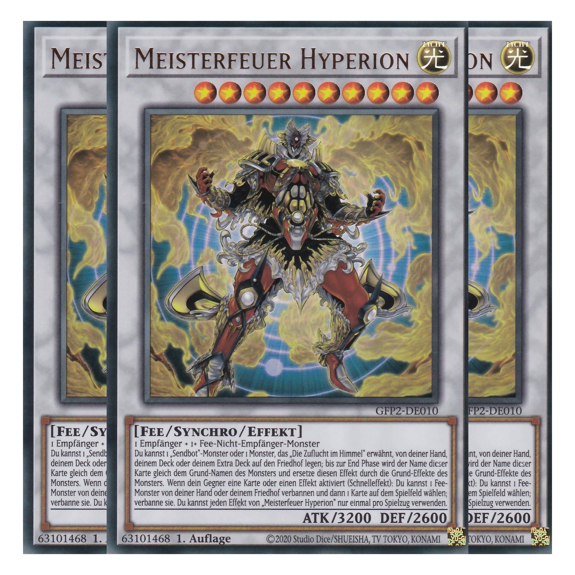 Meisterfeuer Hyperion - GFP2-DE010 - Ultra Rare - Deutsch - 1. Auflage - Ghost from the Past II The Second Hunting - Yu-Gi-Oh! - Playset (3 Kopien)