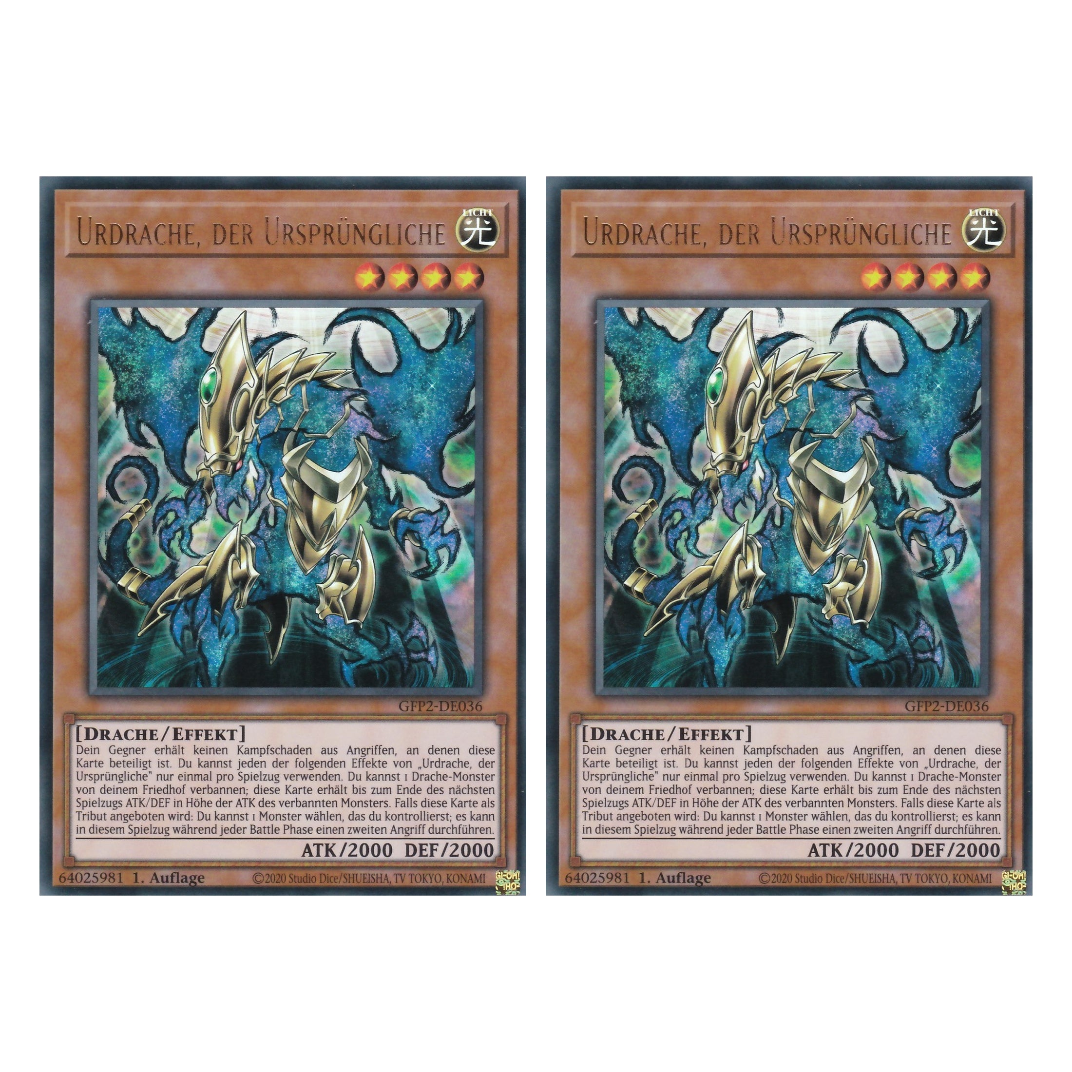 Urdrache, der Ursprüngliche - GFP2-DE036 - Ultra Rare - Deutsch - 1. Auflage - Ghost from the Past II The Second Hunting - Yu-Gi-Oh! - Duo Set (2 Stück)