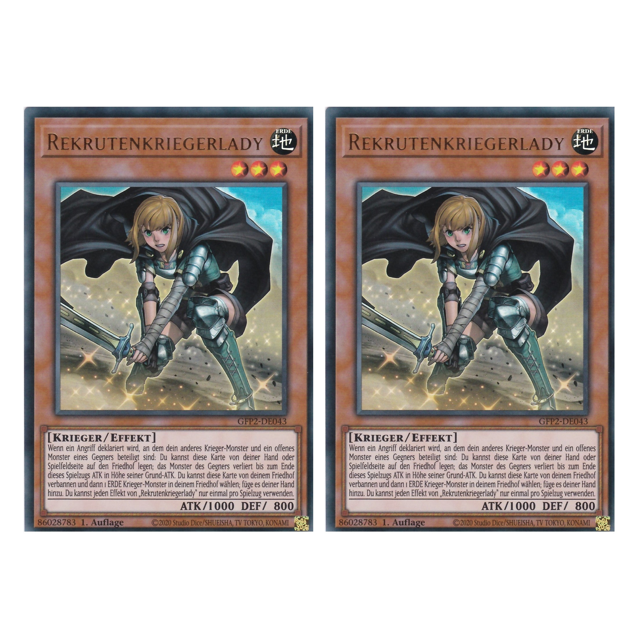 Rekrutenkriegerlady - GFP2-DE043 - Ultra Rare - Deutsch - 1. Auflage - Ghost from the Past II The Second Hunting - Yu-Gi-Oh! - Duo Set (2 Stück)