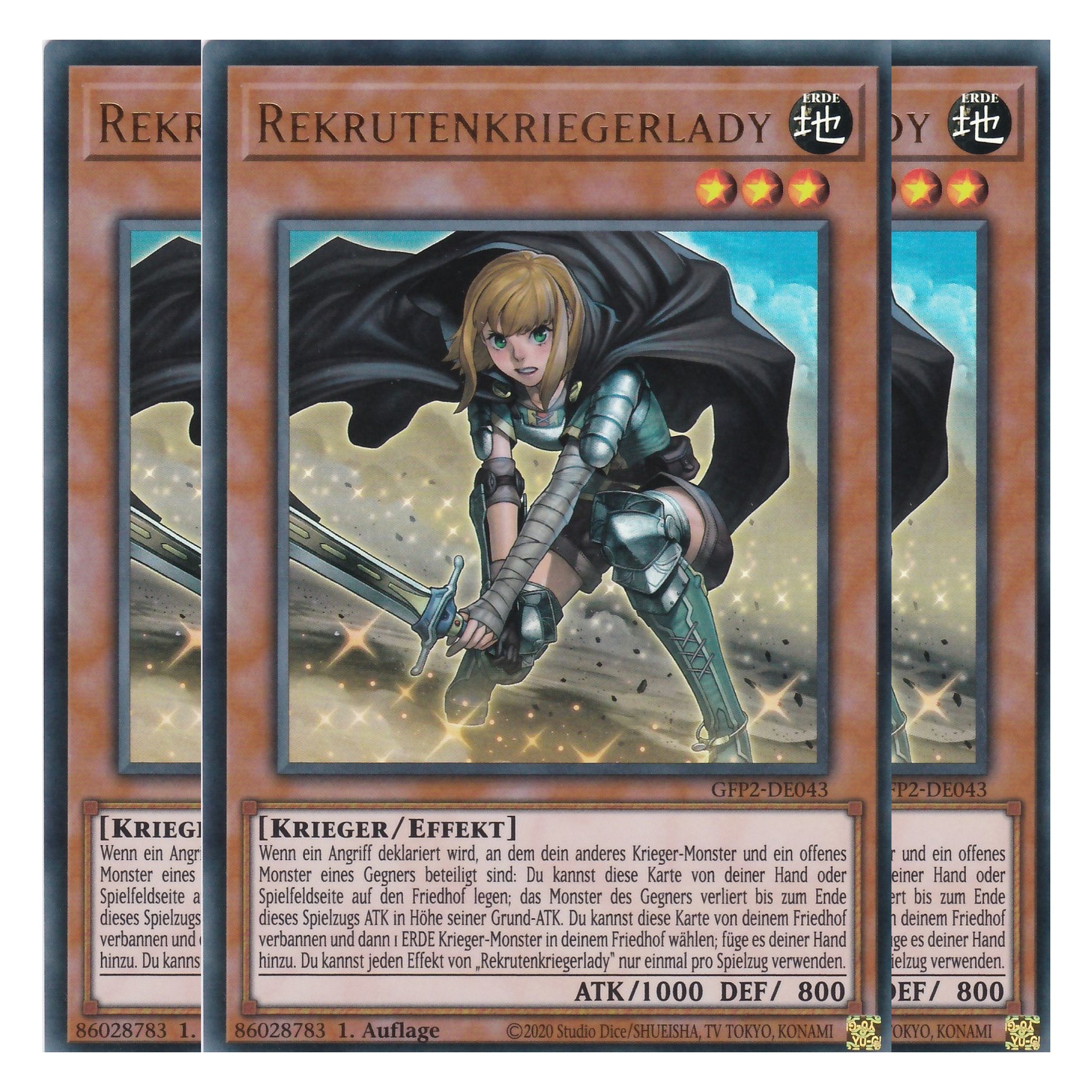 Rekrutenkriegerlady - GFP2-DE043 - Ultra Rare - Deutsch - 1. Auflage - Ghost from the Past II The Second Hunting - Yu-Gi-Oh! - Playset (3 Kopien)