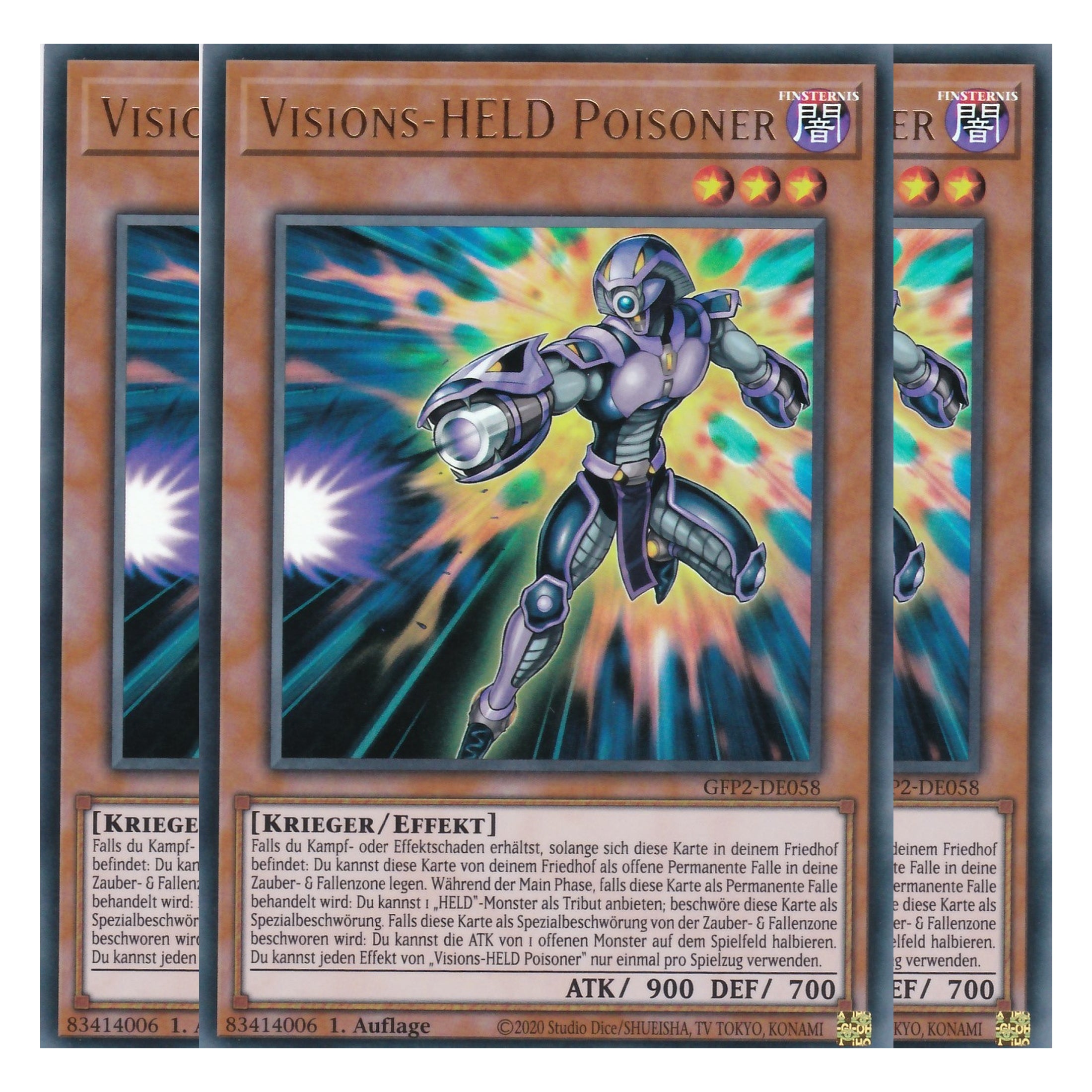 Visions-HELD Poisoner - GFP2-DE058 - Ultra Rare - Deutsch - 1. Auflage - Ghost from the Past II The Second Hunting - Yu-Gi-Oh! - Playset (3 Kopien)