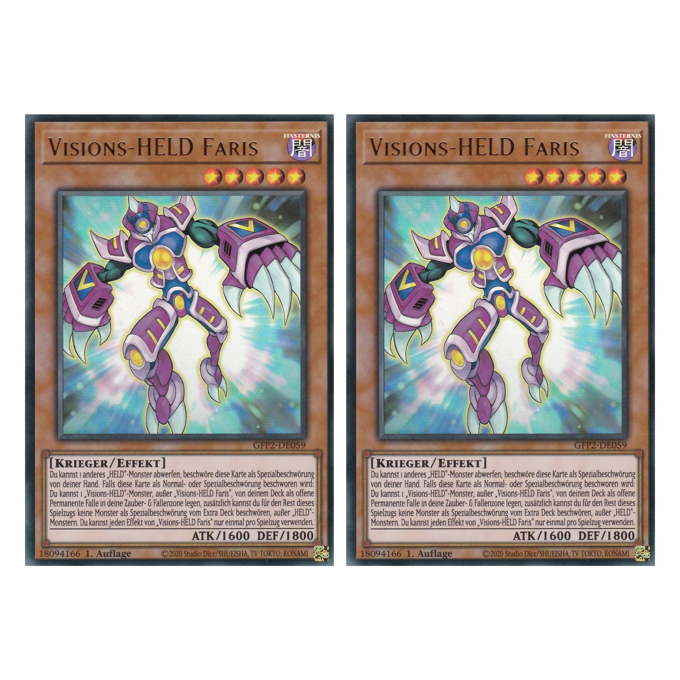 Visions-HELD Faris - GFP2-DE059 - Ultra Rare - Deutsch - 1. Auflage - Ghost from the Past II The Second Hunting - Yu-Gi-Oh! - Duo Set (2 Stück)