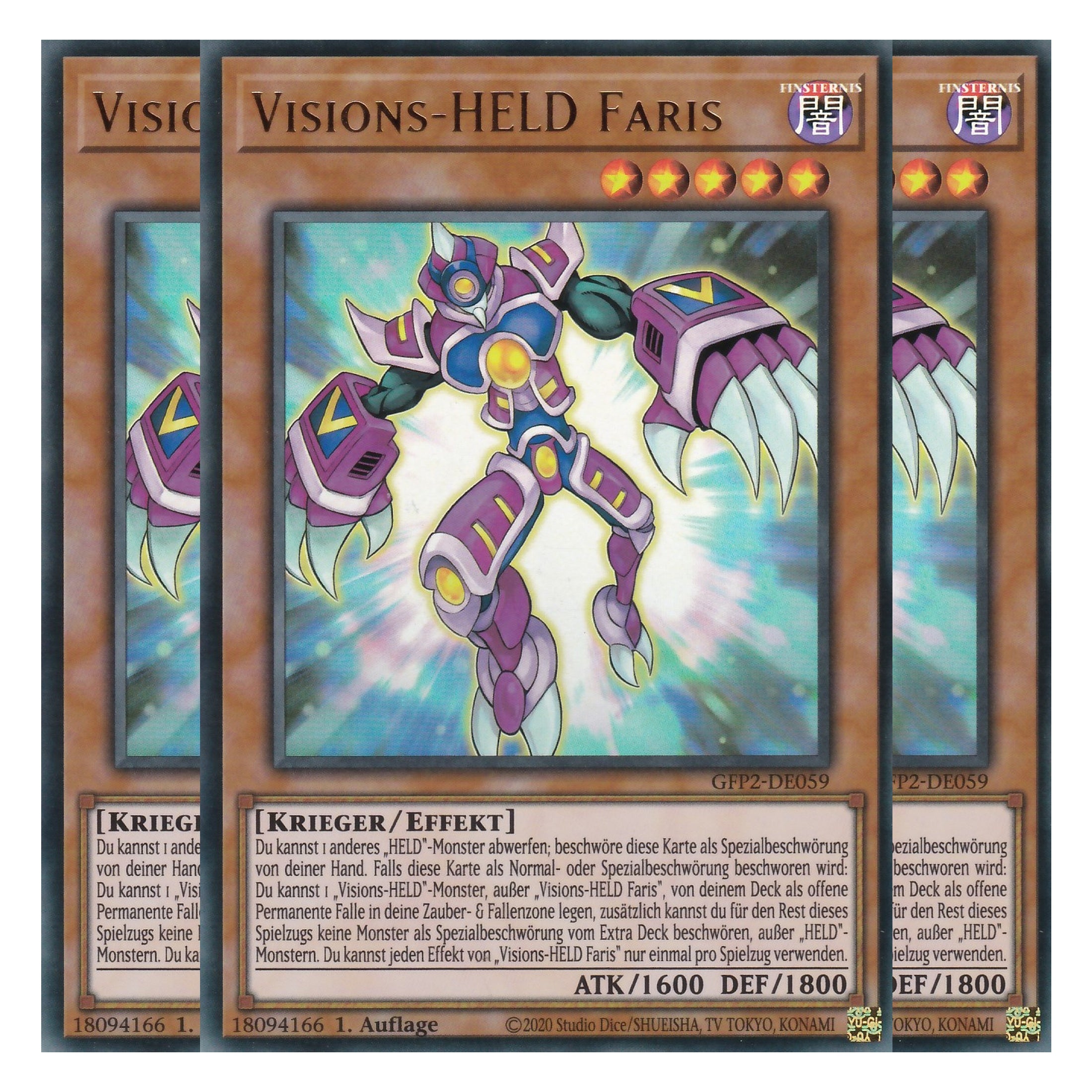 Visions-HELD Faris - GFP2-DE059 - Ultra Rare - Deutsch - 1. Auflage - Ghost from the Past II The Second Hunting - Yu-Gi-Oh! - Playset (3 Kopien)