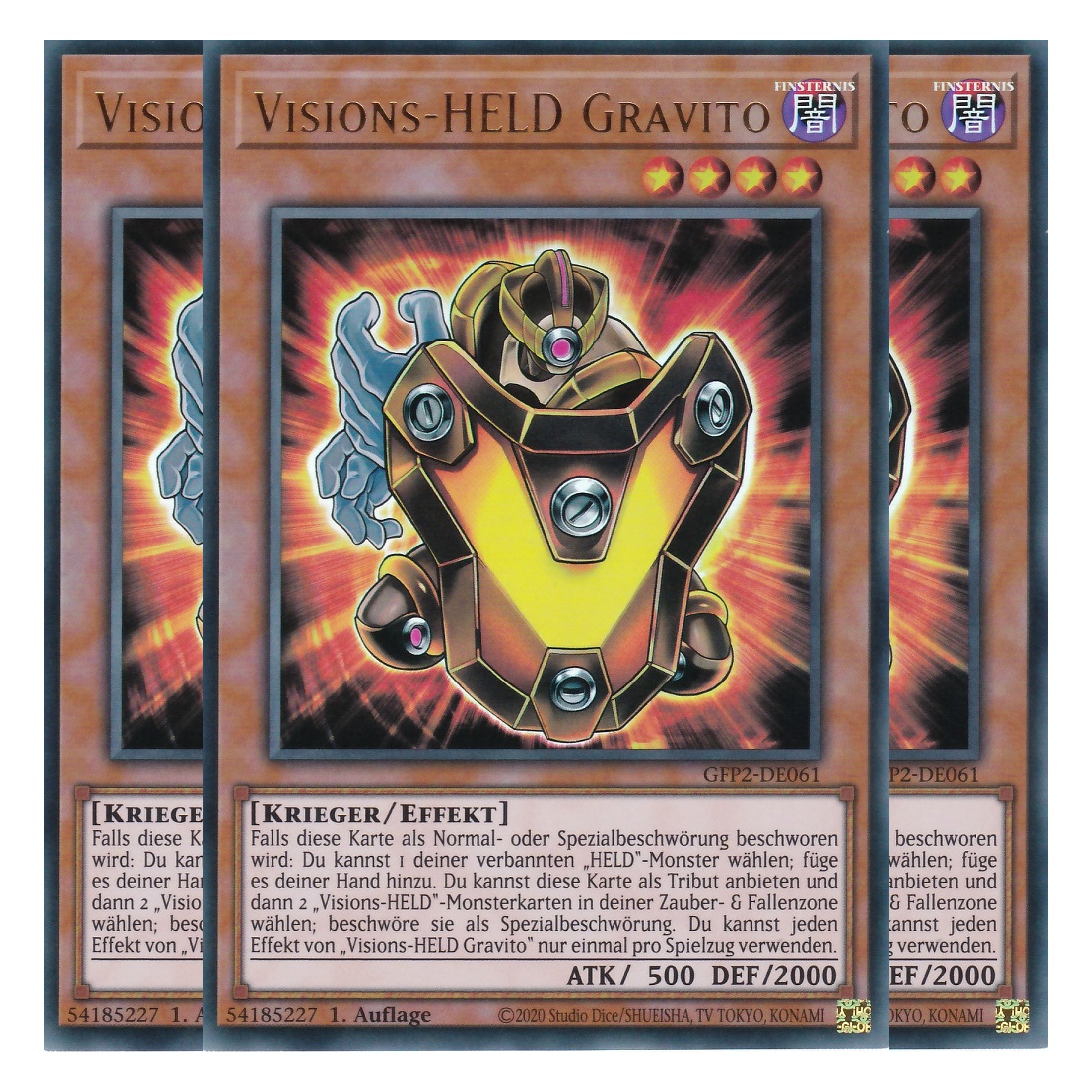 Visions-HELD Gravito - GFP2-DE061 - Ultra Rare - Deutsch - 1. Auflage - Ghost from the Past II The Second Hunting - Yu-Gi-Oh! - Playset (3 Kopien)