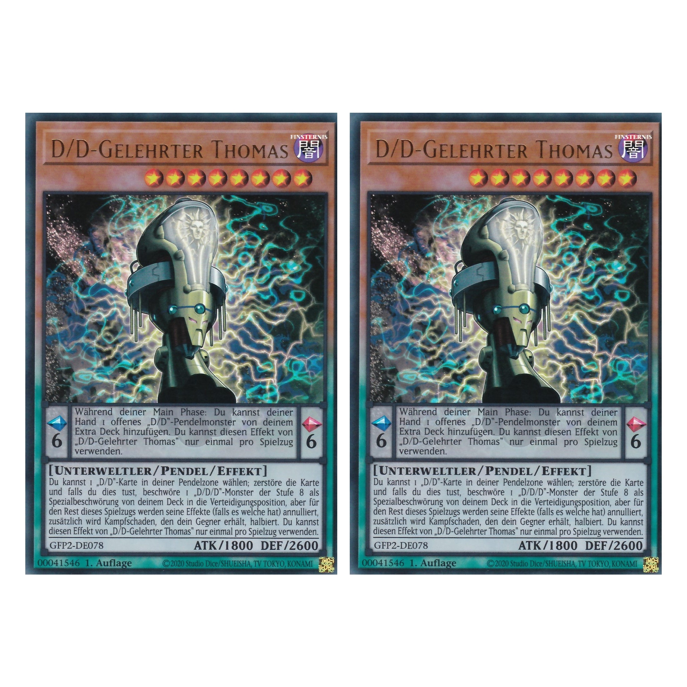 D/D-Gelehrter Thomas - GFP2-DE078 - Ultra Rare - Deutsch - 1. Auflage - Ghost from the Past II The Second Hunting - Yu-Gi-Oh! - Duo Set (2 Stück)