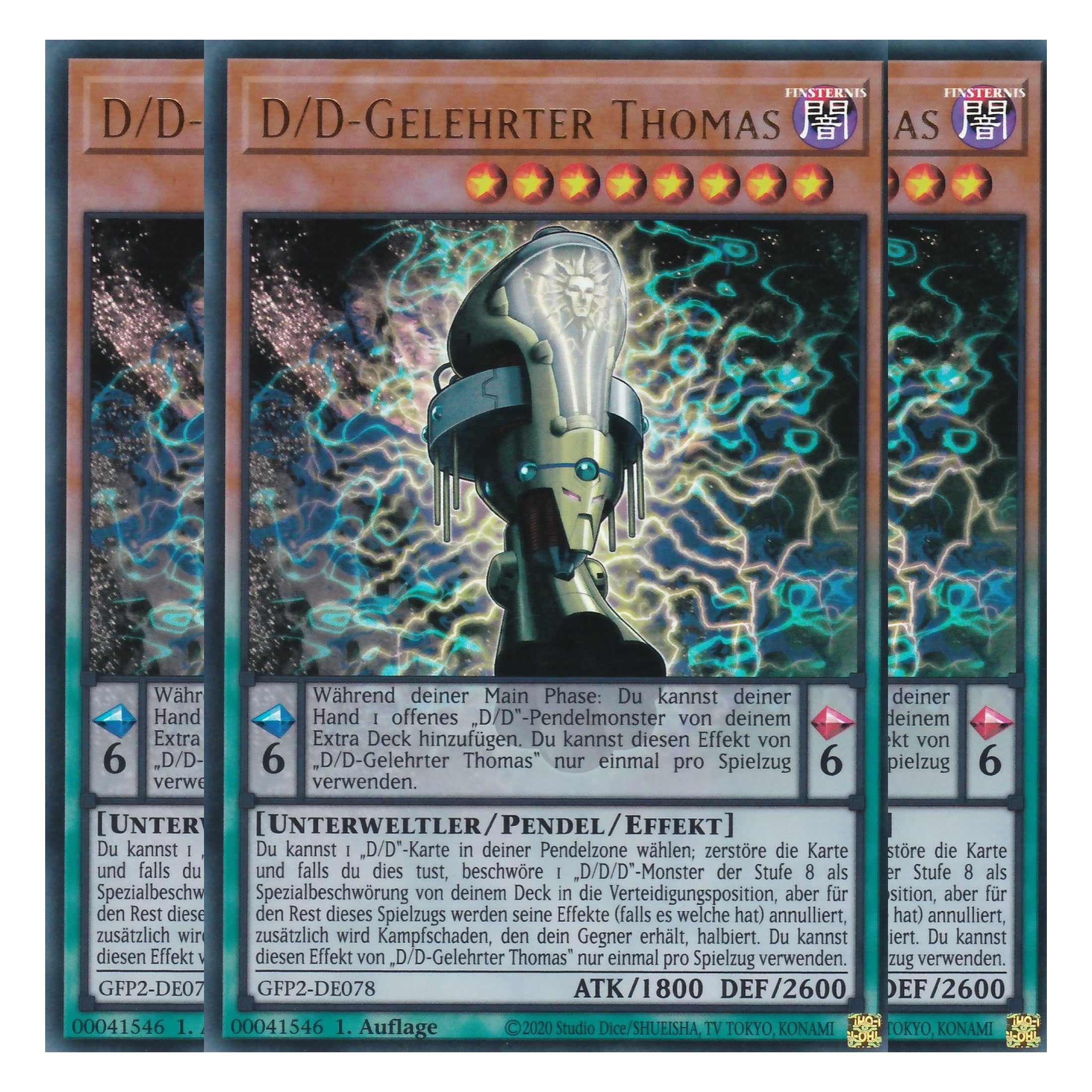 D/D-Gelehrter Thomas - GFP2-DE078 - Ultra Rare - Deutsch - 1. Auflage - Ghost from the Past II The Second Hunting - Yu-Gi-Oh! - Playset (3 Kopien)