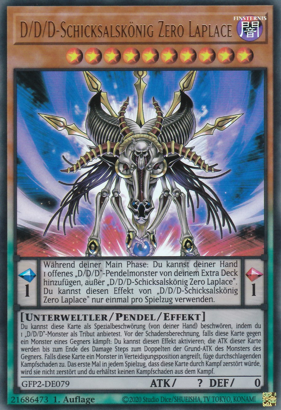 D/D/D-Schicksalskönig Zero Laplace - GFP2-DE079 - Ultra Rare - Deutsch - 1. Auflage - Ghosts From the Past: The 2nd Haunting