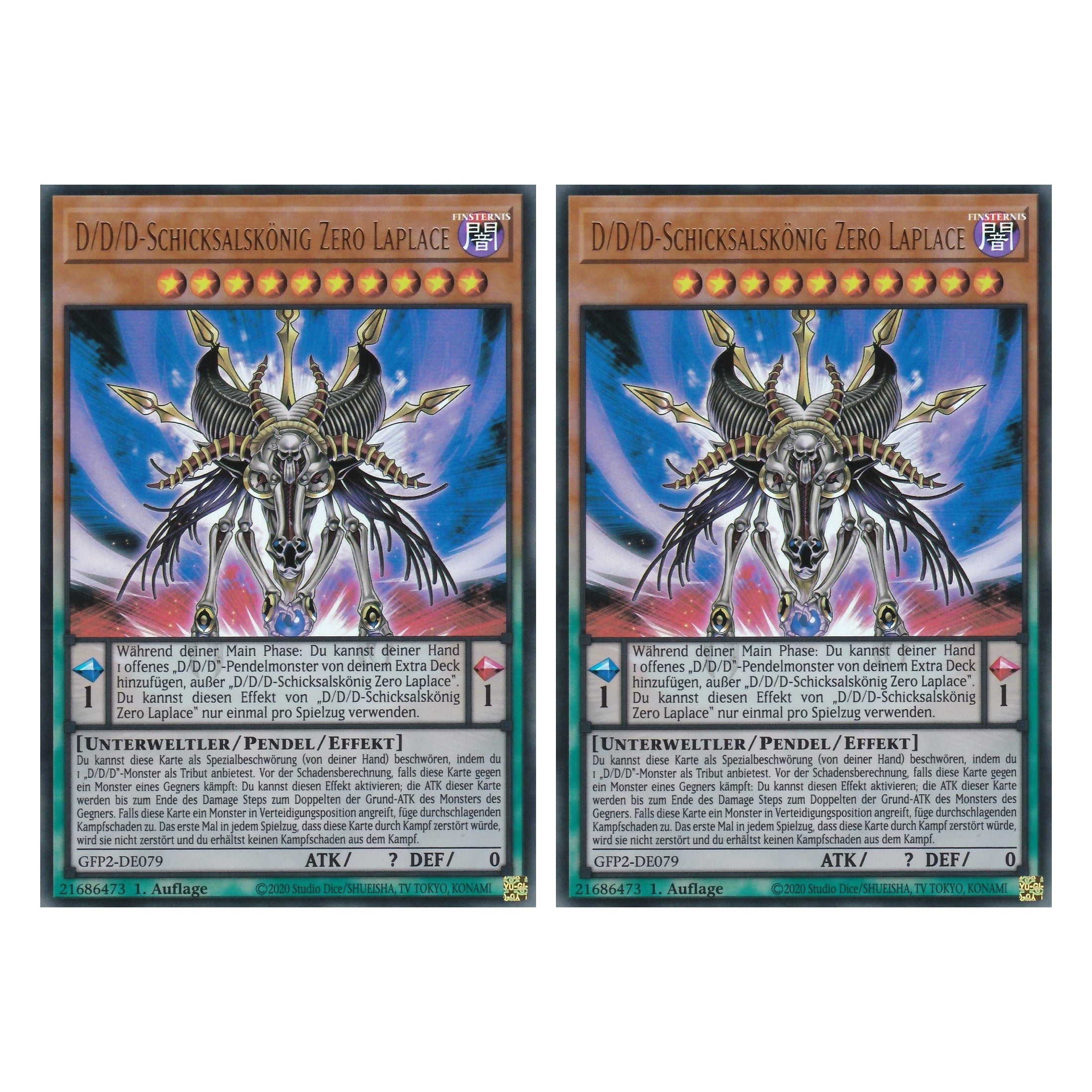 D/D/D-Schicksalskönig Zero Laplace - GFP2-DE079 - Ultra Rare - Deutsch - 1. Auflage - Ghost from the Past II The Second Hunting - Yu-Gi-Oh! - Duo Set (2 Stück)