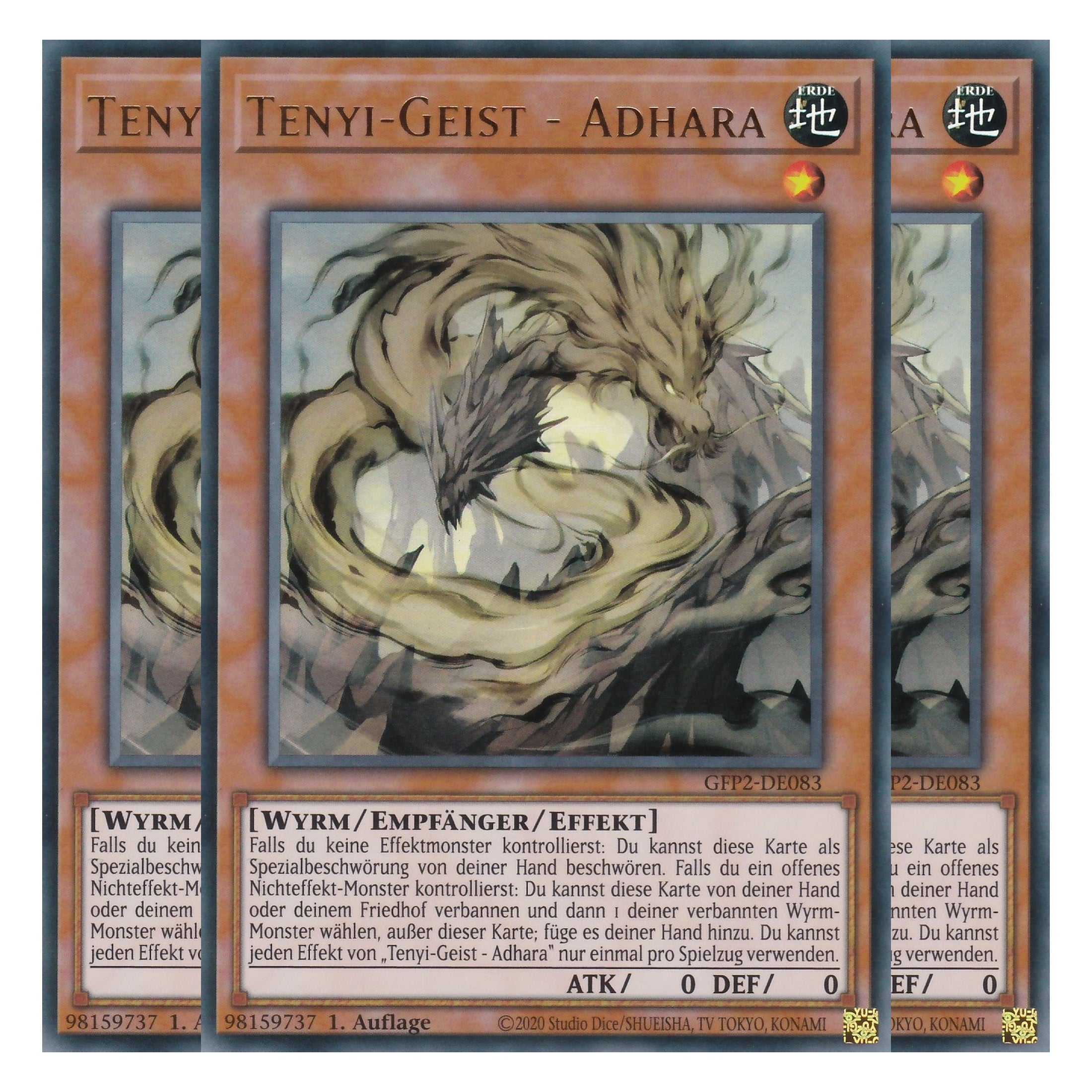 Tenyi-Geist - Adhara - GFP2-DE083 - Ultra Rare - Deutsch - 1. Auflage - Ghost from the Past II The Second Hunting - Yu-Gi-Oh! - Playset (3 Kopien)