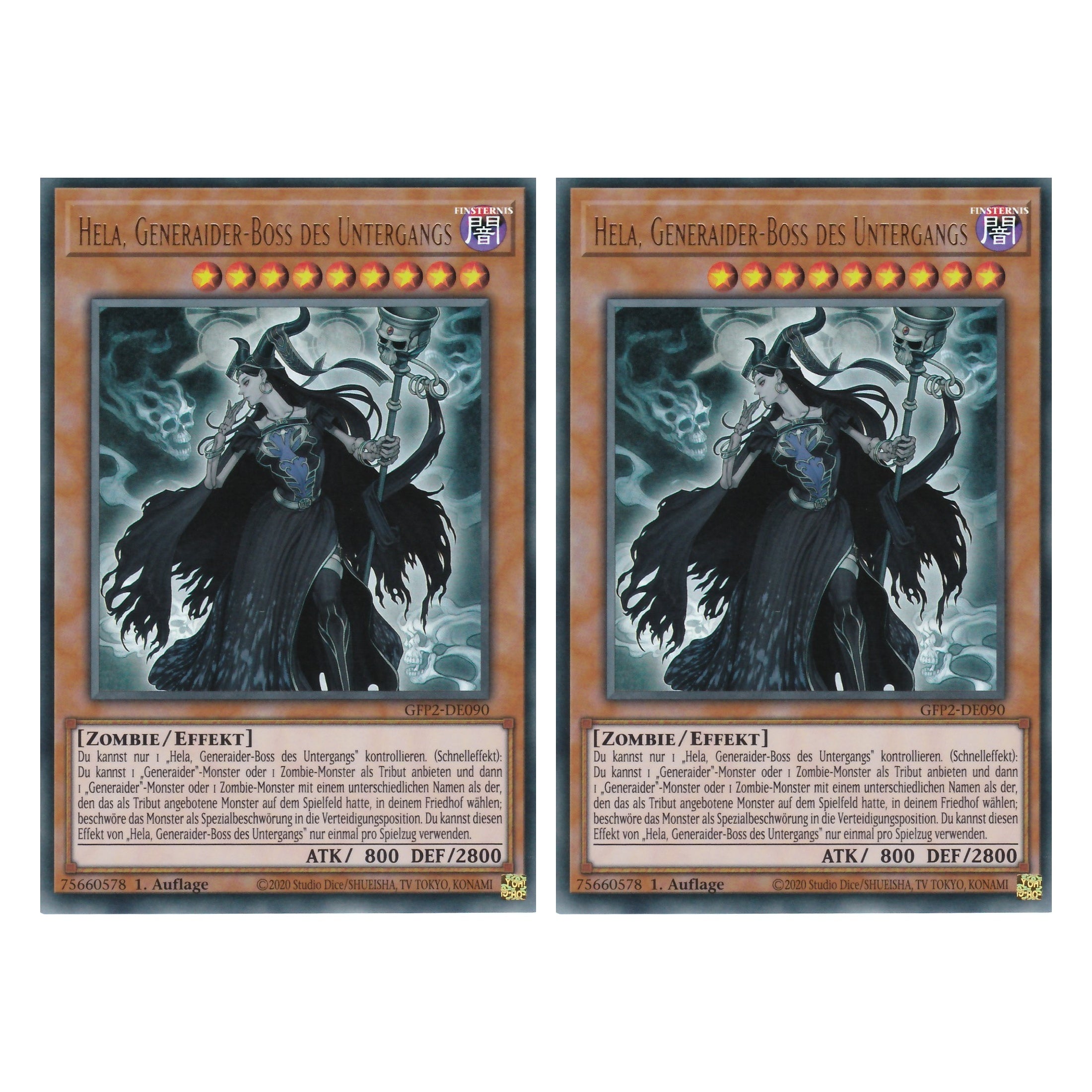 Hela, Generaider-Boss des Untergangs - GFP2-DE090 - Ultra Rare - Deutsch - 1. Auflage - Ghost from the Past II The Second Hunting - Yu-Gi-Oh! - Duo Set (2 Stück)
