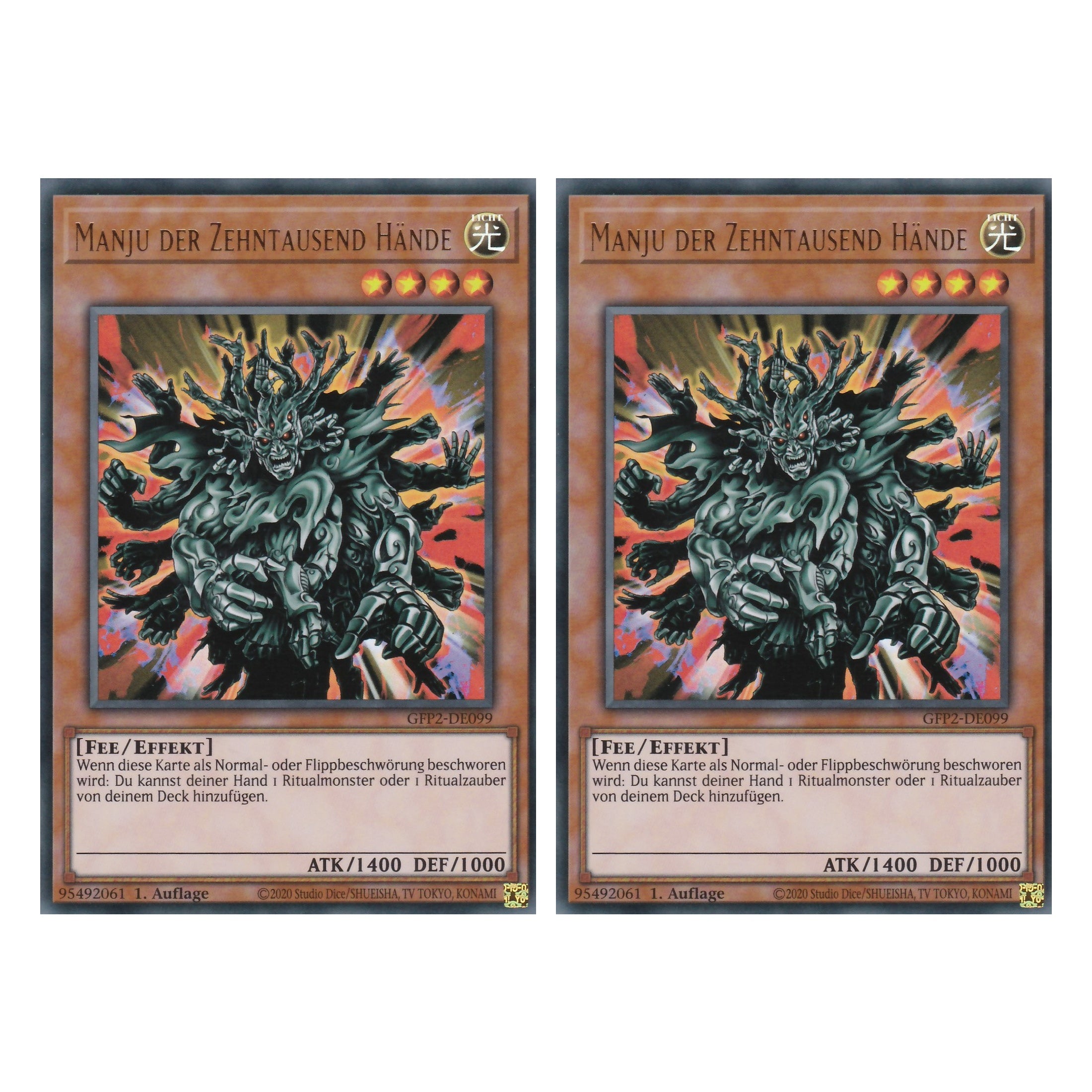 Manju der Zehntausend Hände - GFP2-DE099 - Ultra Rare - Deutsch - 1. Auflage - Ghost from the Past II The Second Hunting - Yu-Gi-Oh! - Duo Set (2 Stück)