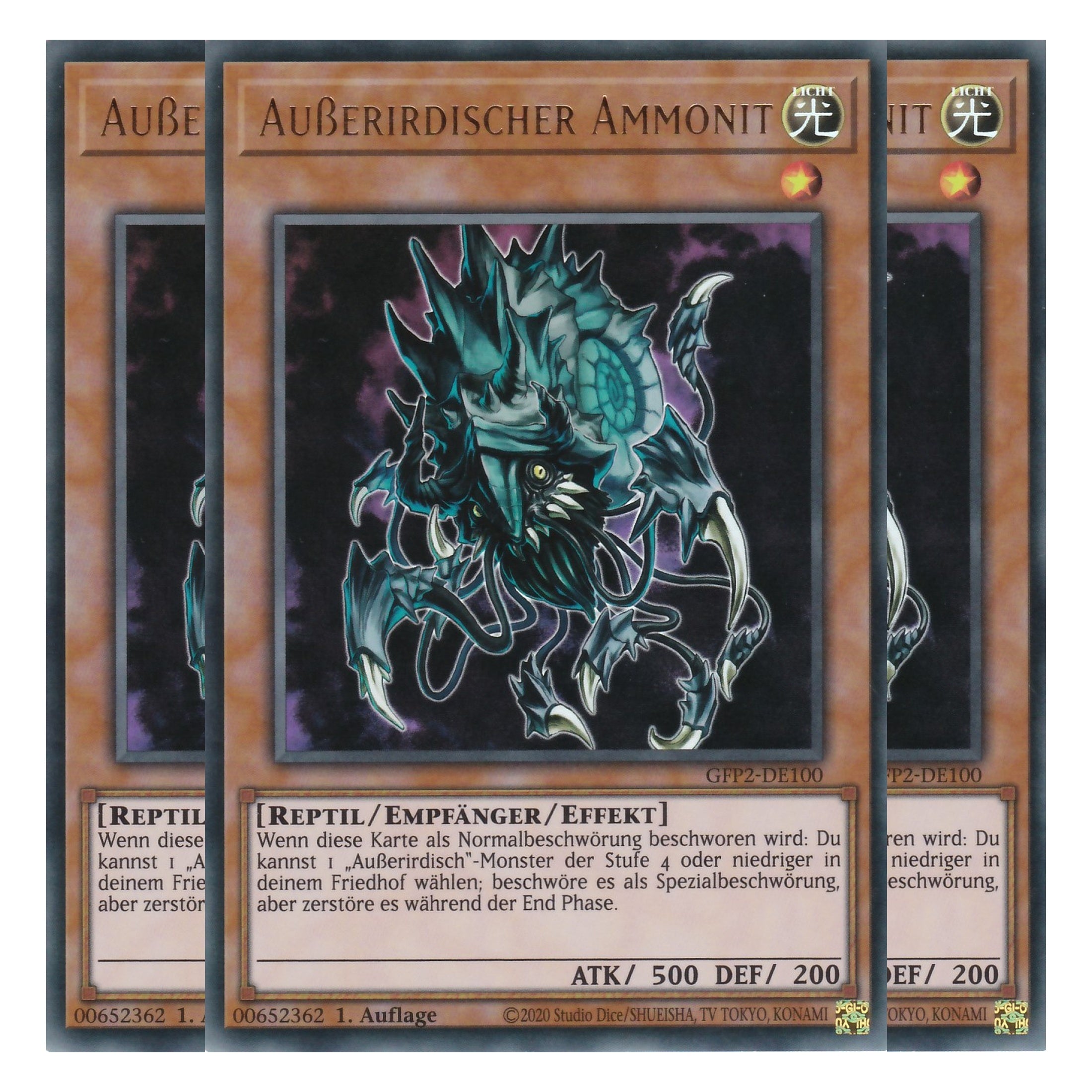 Außerirdischer Ammonit - GFP2-DE100 - Ultra Rare - Deutsch - 1. Auflage - Ghost from the Past II The Second Hunting - Yu-Gi-Oh! - Playset (3 Kopien)