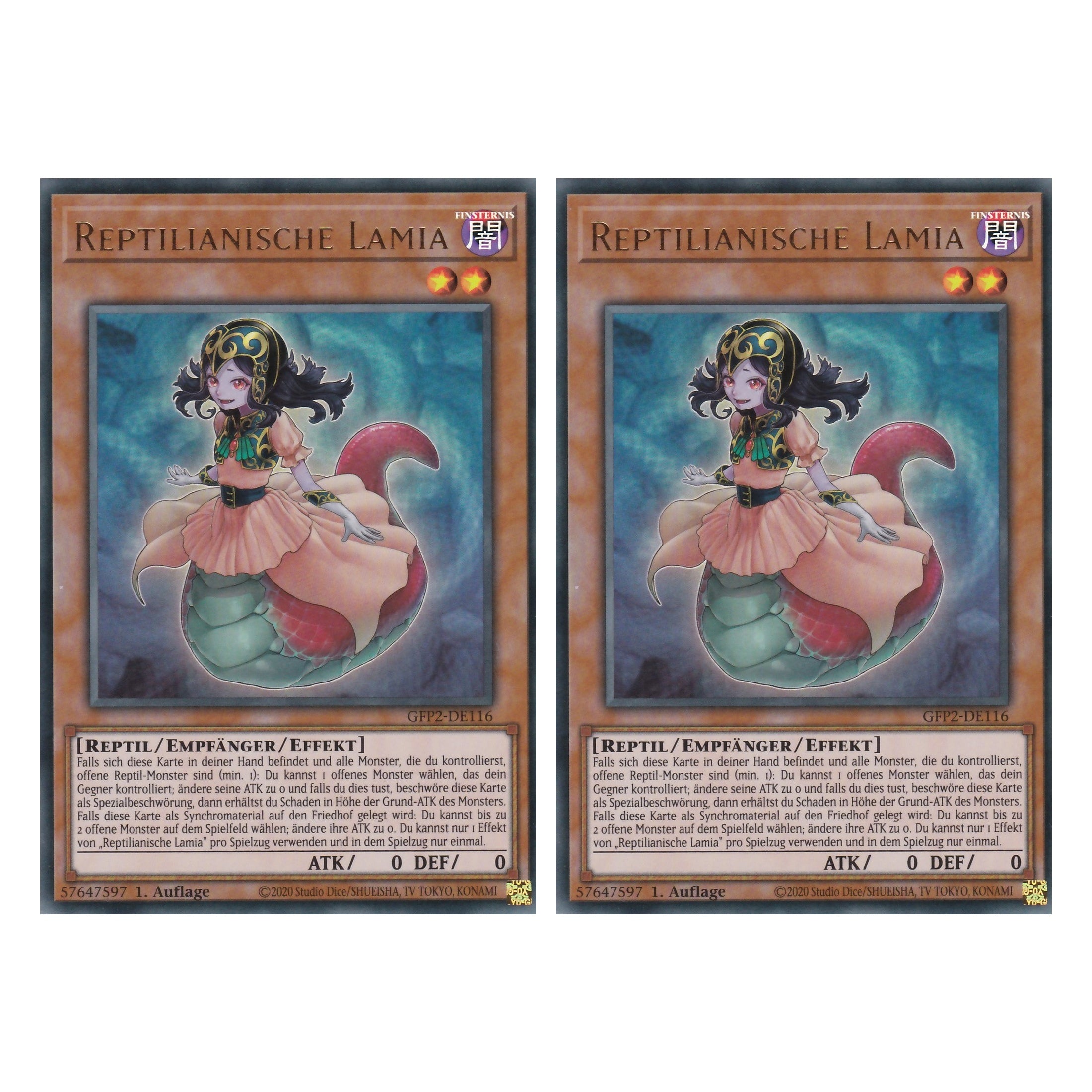 Reptilianische Lamia - GFP2-DE116 - Ultra Rare - Deutsch - 1. Auflage - Ghost from the Past II The Second Hunting - Yu-Gi-Oh! - Duo Set (2 Stück)