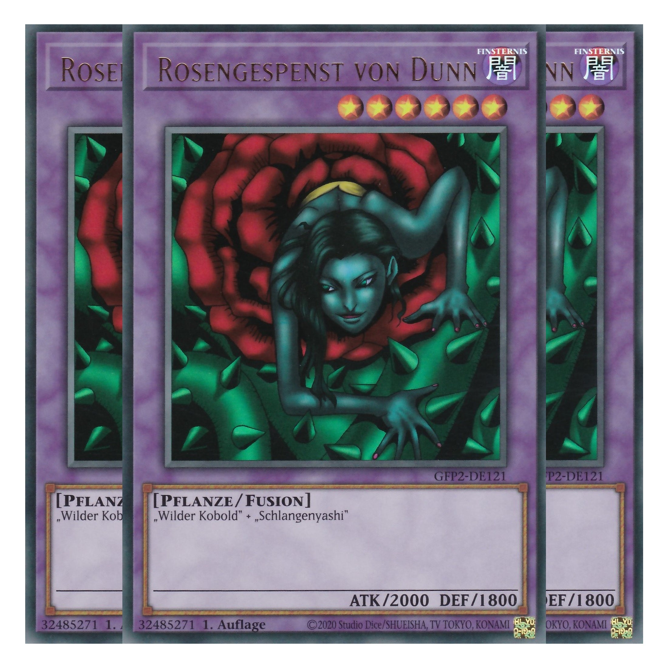 Rosengespenst von Dunn - GFP2-DE121 - Ultra Rare - Deutsch - 1. Auflage - Ghost from the Past II The Second Hunting - Yu-Gi-Oh! - Playset (3 Kopien)