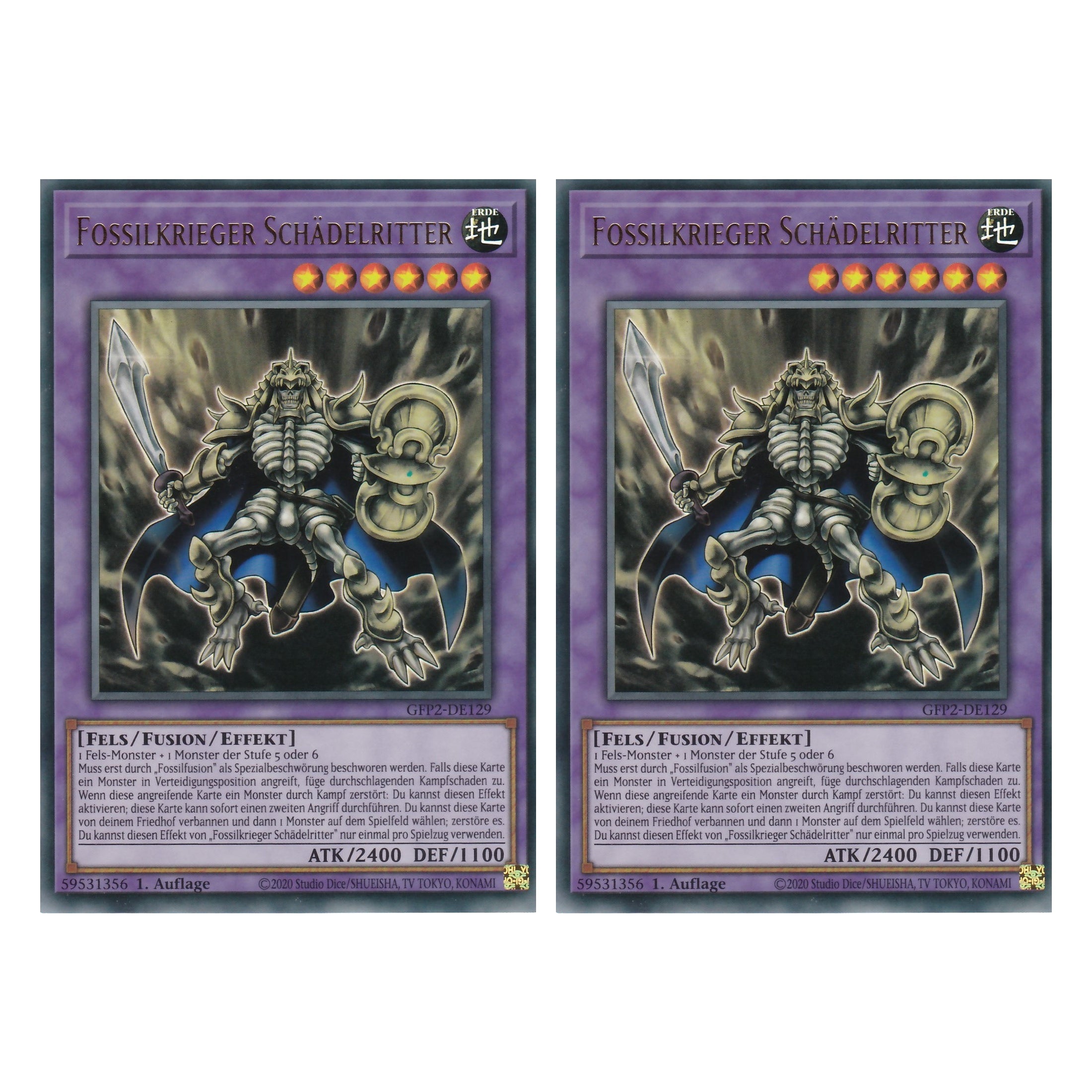 Fossilkrieger Schädelritter - GFP2-DE129 - Ultra Rare - Deutsch - 1. Auflage - Ghost from the Past II The Second Hunting - Yu-Gi-Oh! - Duo Set (2 Stück)