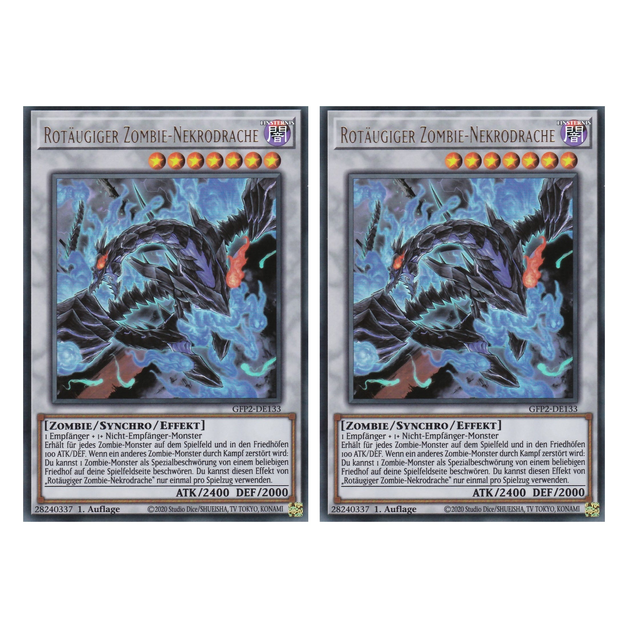 Rotäugiger Zombie-Nekrodrache - GFP2-DE133 - Ultra Rare - Deutsch - 1. Auflage - Ghost from the Past II The Second Hunting - Yu-Gi-Oh! - Duo Set (2 Stück)
