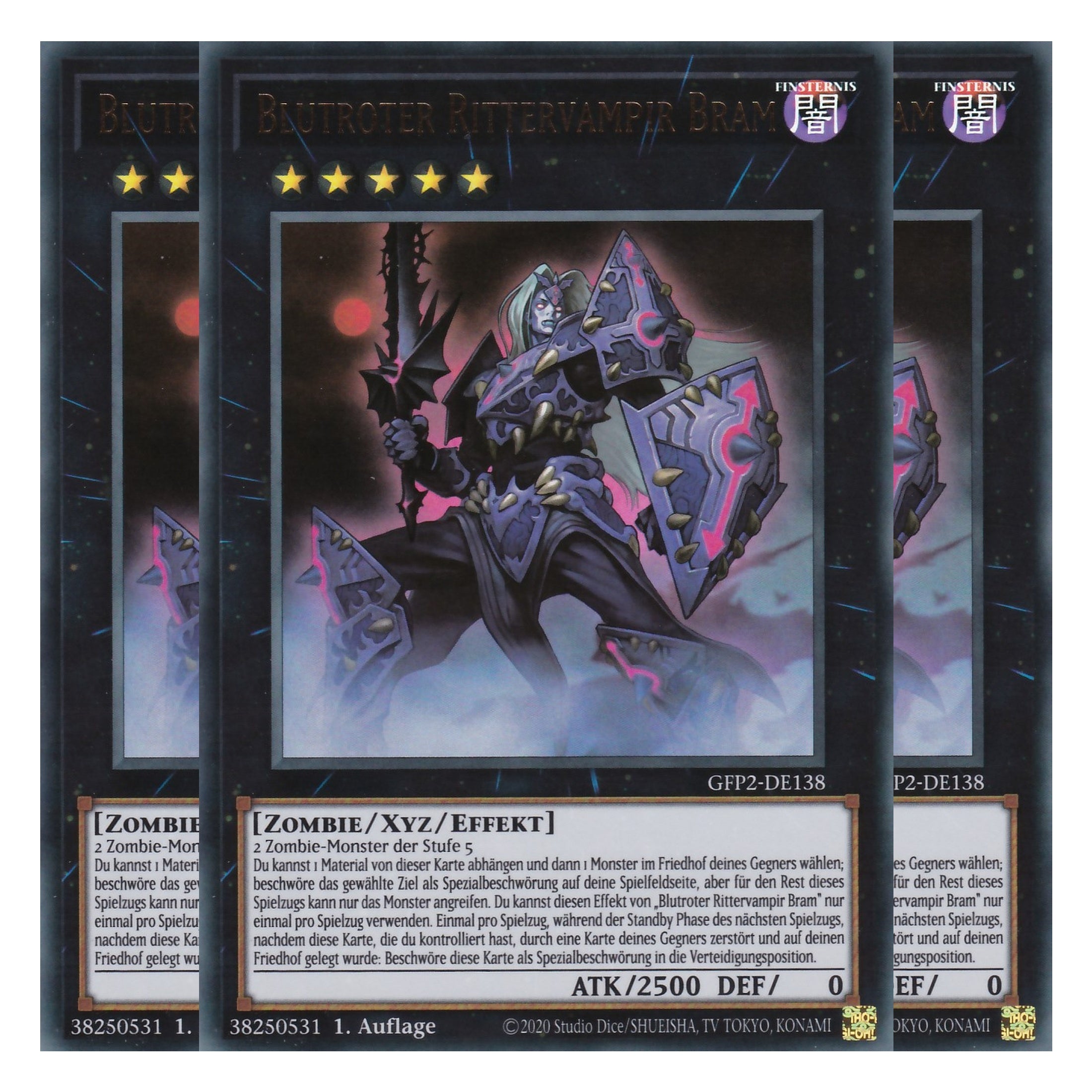 Blutroter Rittervampir Bram - GFP2-DE138 - Ultra Rare - Deutsch - 1. Auflage - Ghost from the Past II The Second Hunting - Yu-Gi-Oh! - Playset (3 Kopien)