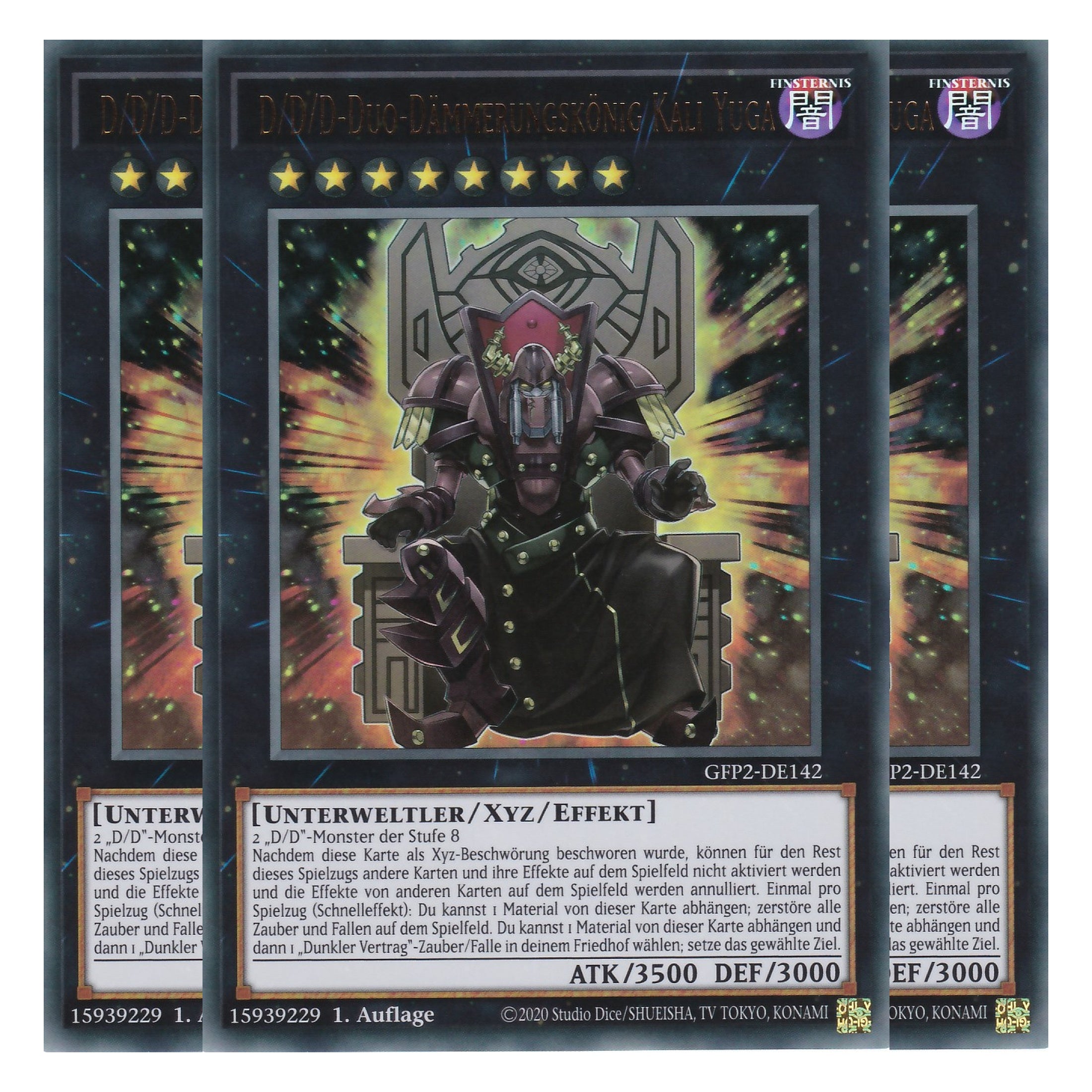 D/D/D-Duo-Dämmerungskönig Kali Yuga - GFP2-DE142 - Ultra Rare - Deutsch - 1. Auflage - Ghost from the Past II The Second Hunting - Yu-Gi-Oh! - Playset (3 Kopien)