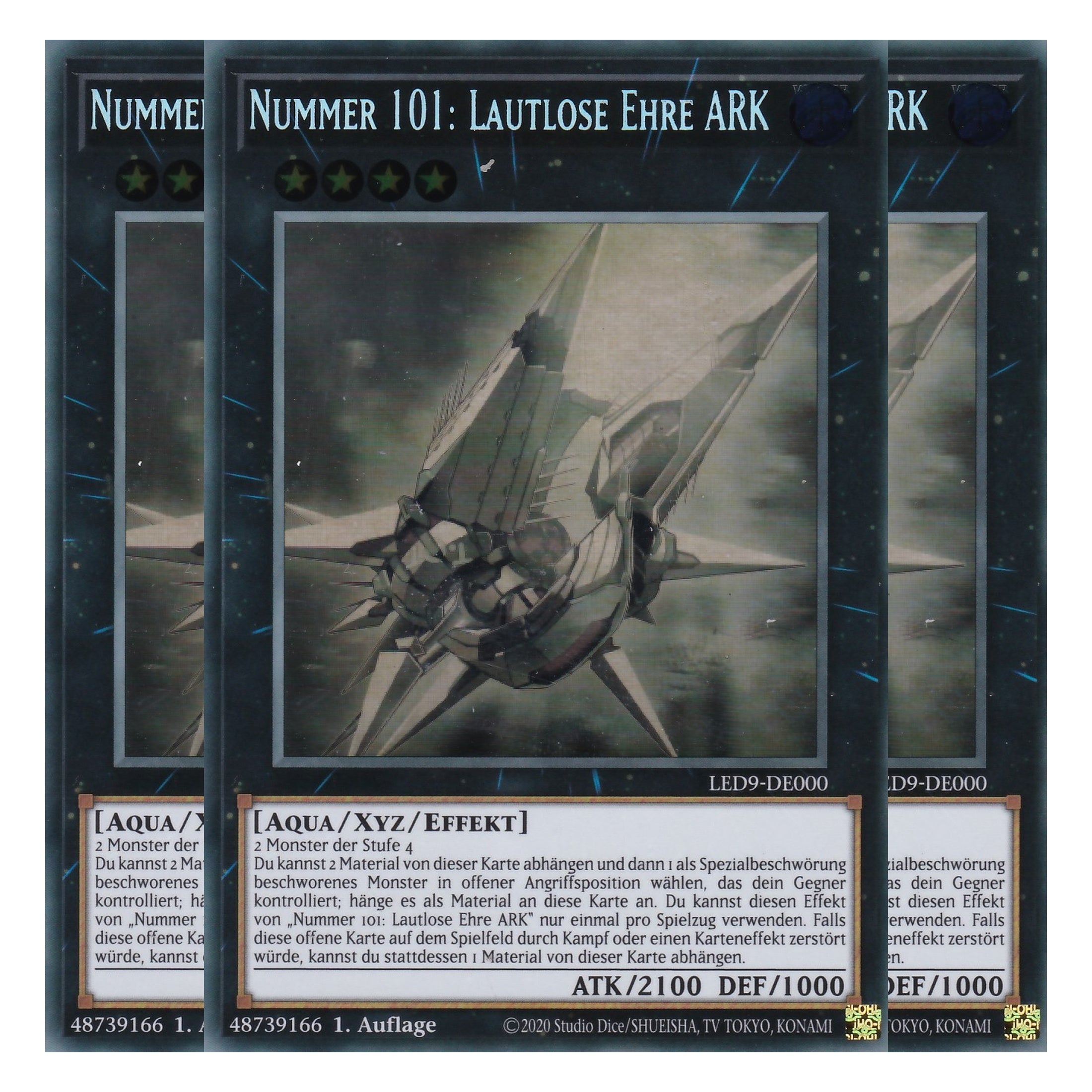 Nummer 101: Lautlose Ehre ARK - LED9-DE000 - Ghost Rare - Deutsch - 1. Auflage - Legendary Duelists: Duels From the Deep - Playset (3 Kopien)