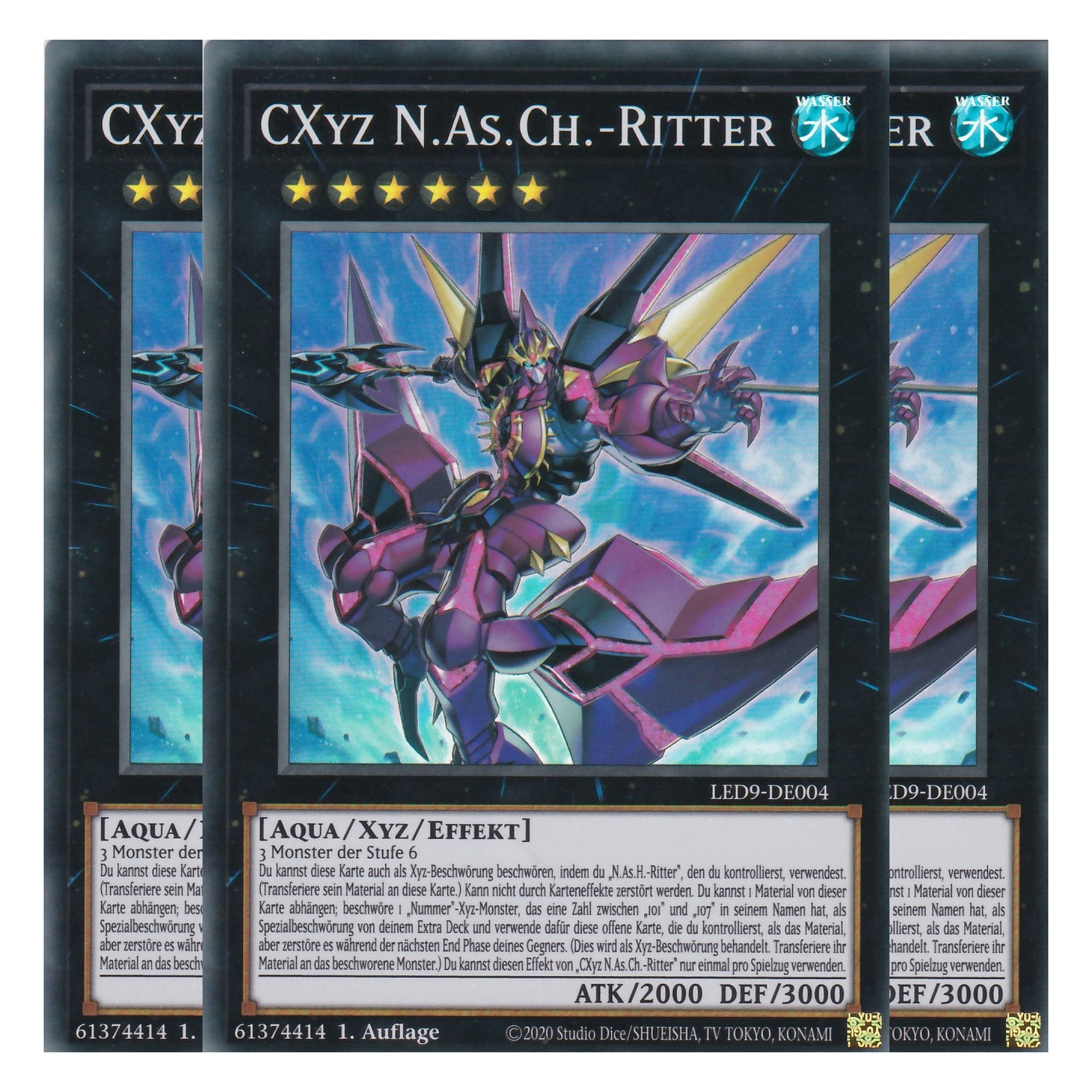 CXyz N.As.Ch.-Ritter - LED9-DE004 - Super Rare - Deutsch - 1. Auflage - Legendary Duelists: Duels From the Deep - Playset (3 Kopien)