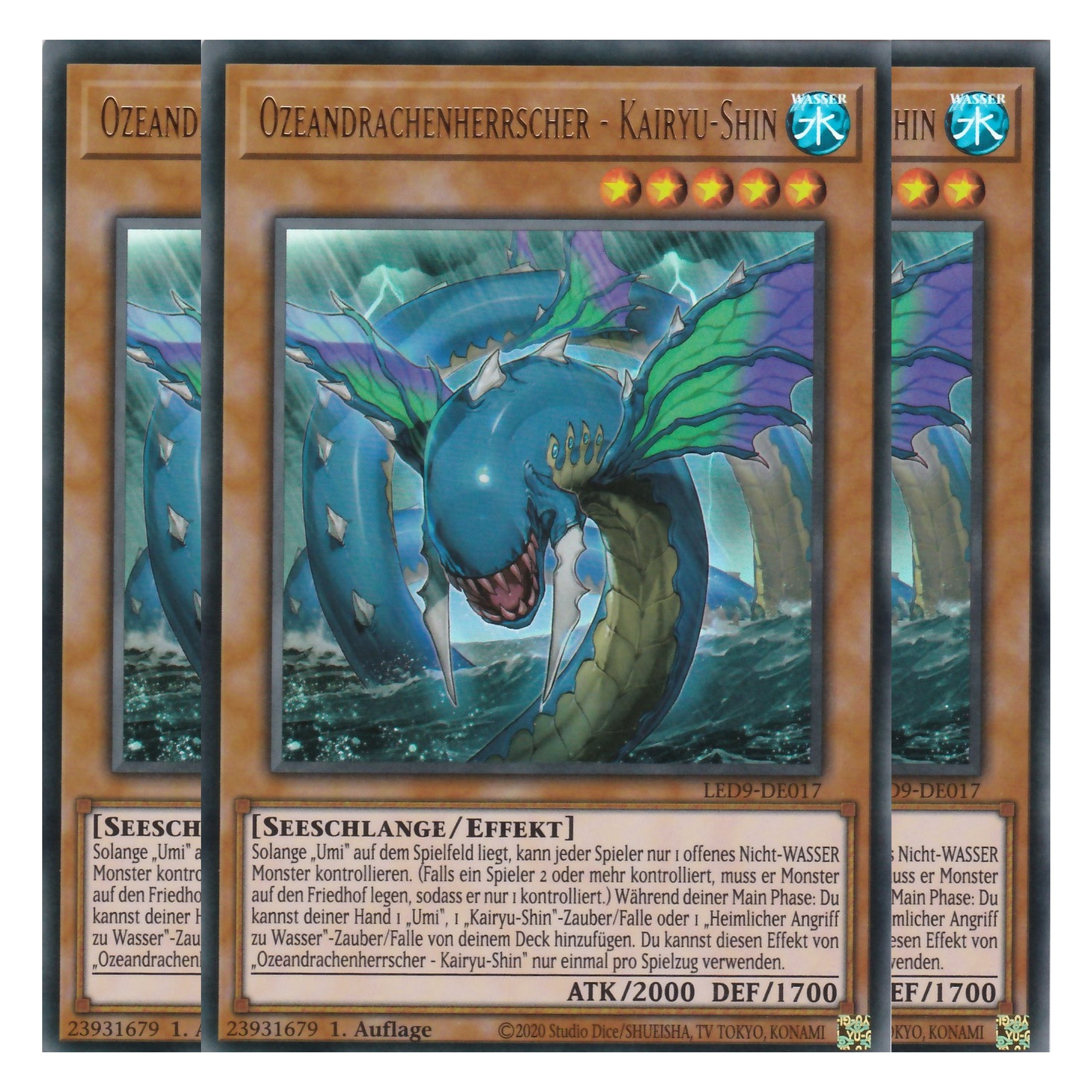 Ozeandrachenherrscher - Kairyu-Shin - LED9-DE017 - Ultra Rare - Deutsch - 1. Auflage - Legendary Duelists: Duels From the Deep - Playset (3 Kopien)