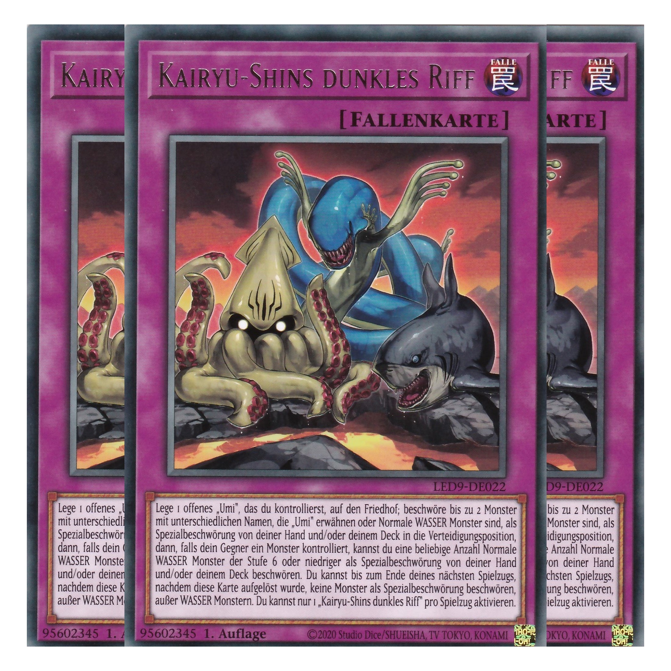 Kairyu-Shins dunkles Riff - LED9-DE022 - Rare - Deutsch - 1. Auflage - Legendary Duelists: Duels From the Deep - Playset (3 Kopien)