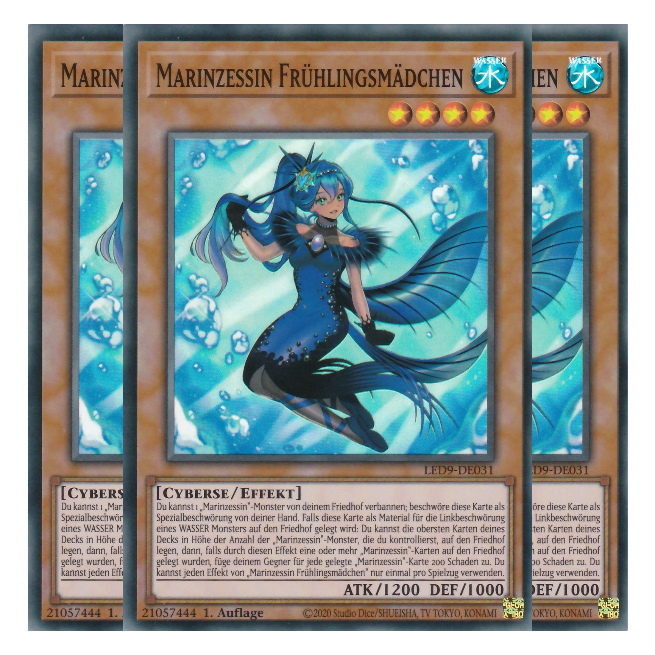Marinzessin Frühlingsmädchen - LED9-DE031 - Super Rare - Deutsch - 1. Auflage - Legendary Duelists: Duels From the Deep - Playset (3 Kopien)