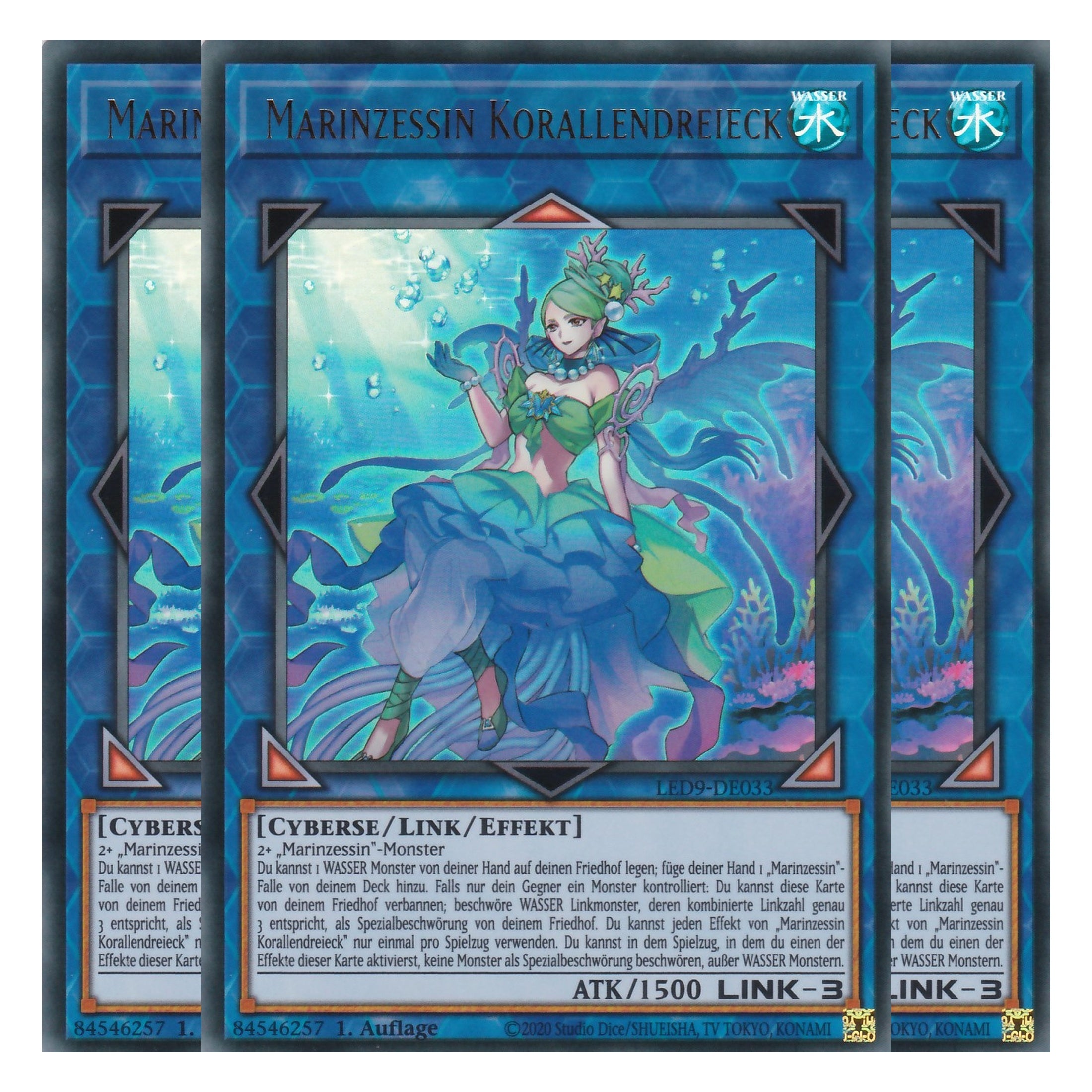 Marinzessin Korallendreieck - LED9-DE033 - Ultra Rare - Deutsch - 1. Auflage - Legendary Duelists: Duels From the Deep - Playset (3 Kopien)