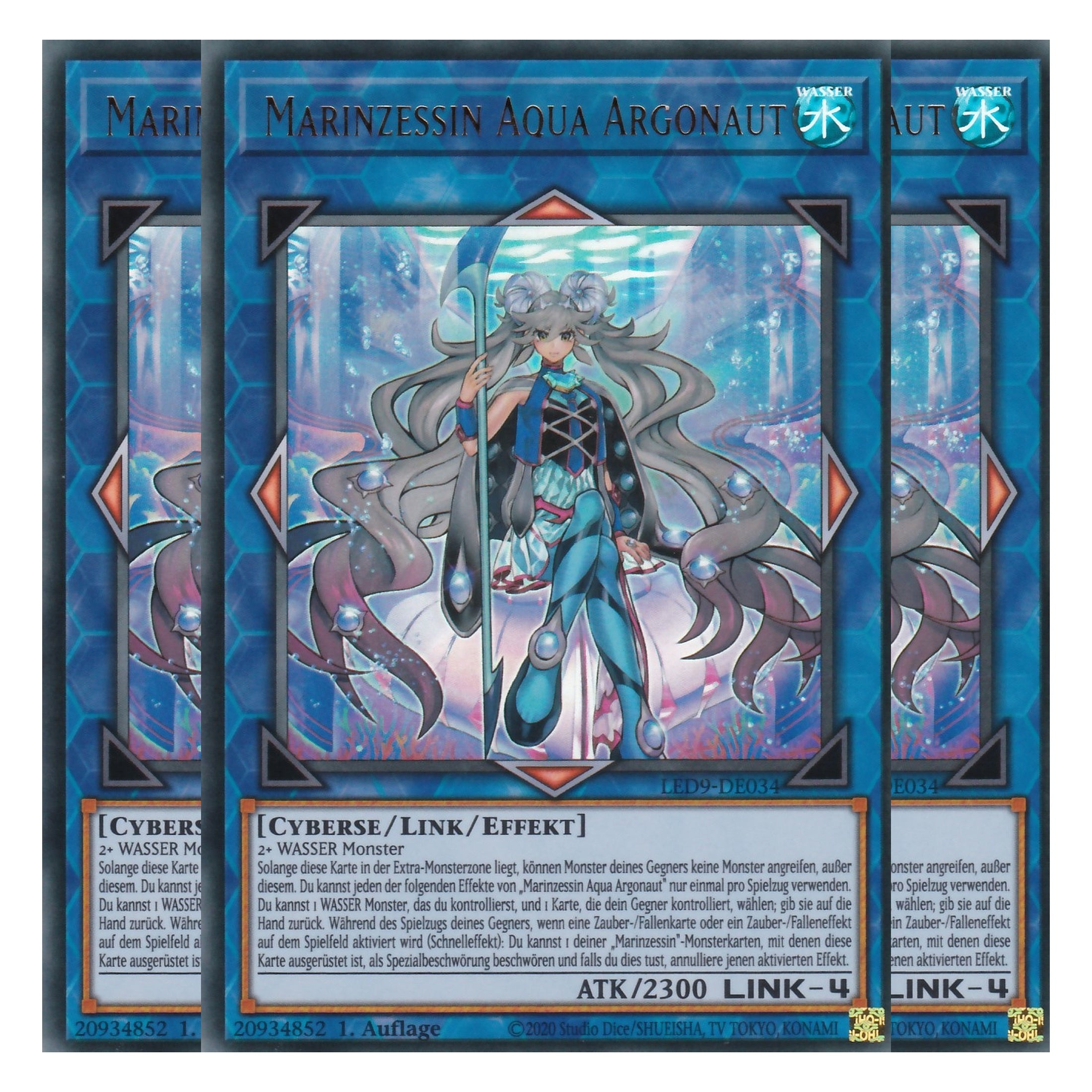 Marinzessin Aqua Argonaut - LED9-DE034 - Ultra Rare - Deutsch - 1. Auflage - Legendary Duelists: Duels From the Deep - Playset (3 Kopien)
