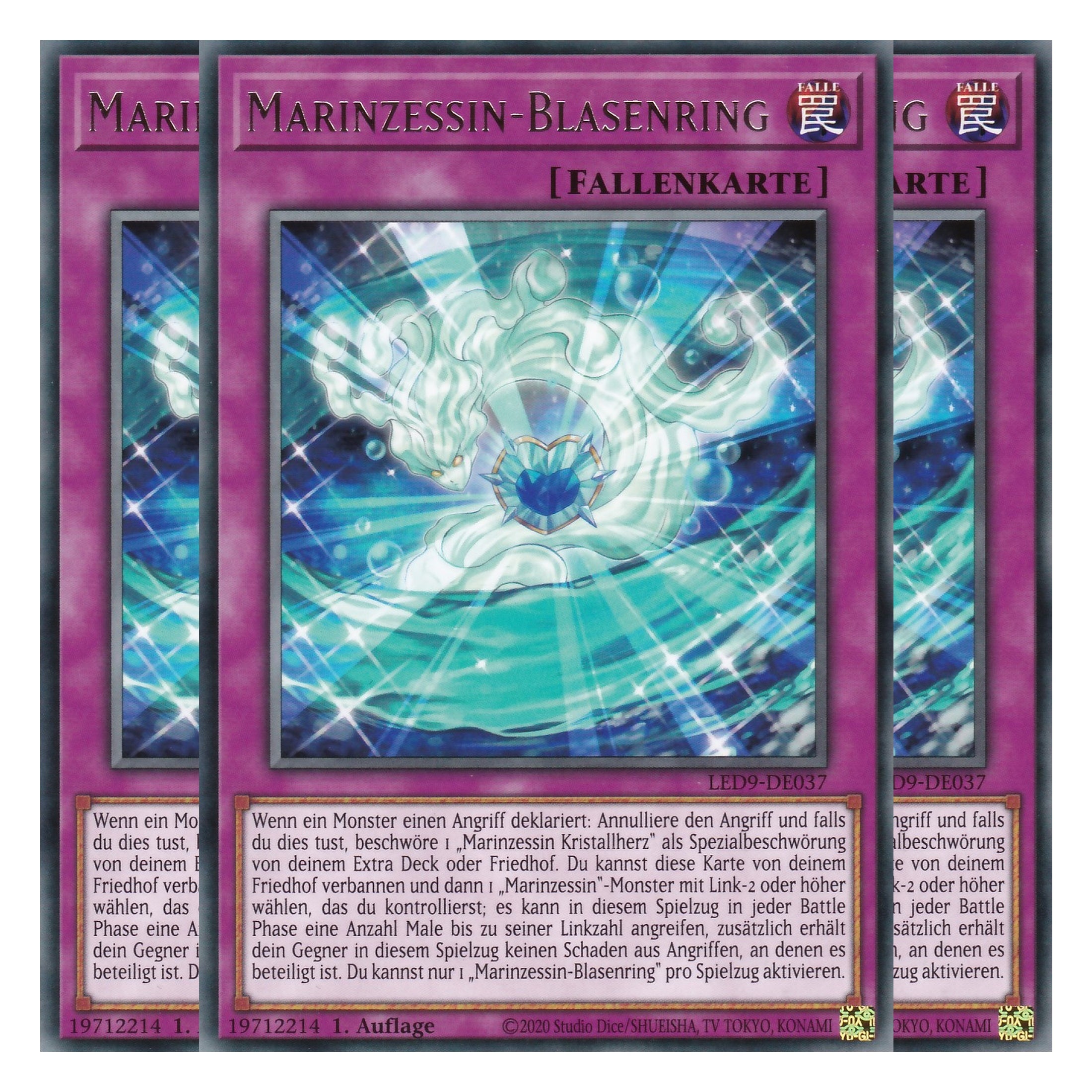 Marinzessin-Blasenring - LED9-DE037 - Rare - Deutsch - 1. Auflage - Legendary Duelists: Duels From the Deep - Playset (3 Kopien)
