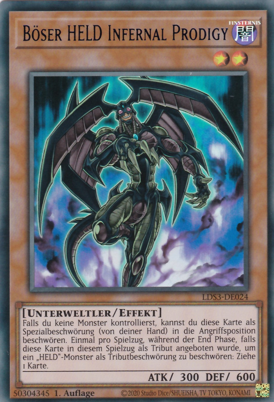 Böser HELD Infernal Prodigy - LDS3-DE024 - Ultra Rare - Deutsch - 1. Auflage - Legendary Duelists: Season 3