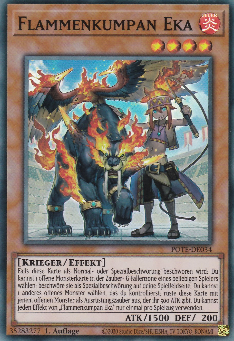 Flammenkumpan Eka - POTE-DE034 - Super Rare - Deutsch - 1. Auflage - Power of the Elements