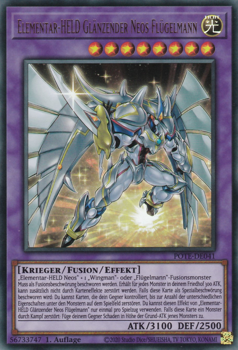 Elementar-HELD Glänzender Neos Flügelmann - POTE-DE041 - Ultra Rare - Deutsch - 1. Auflage - Power of the Elements