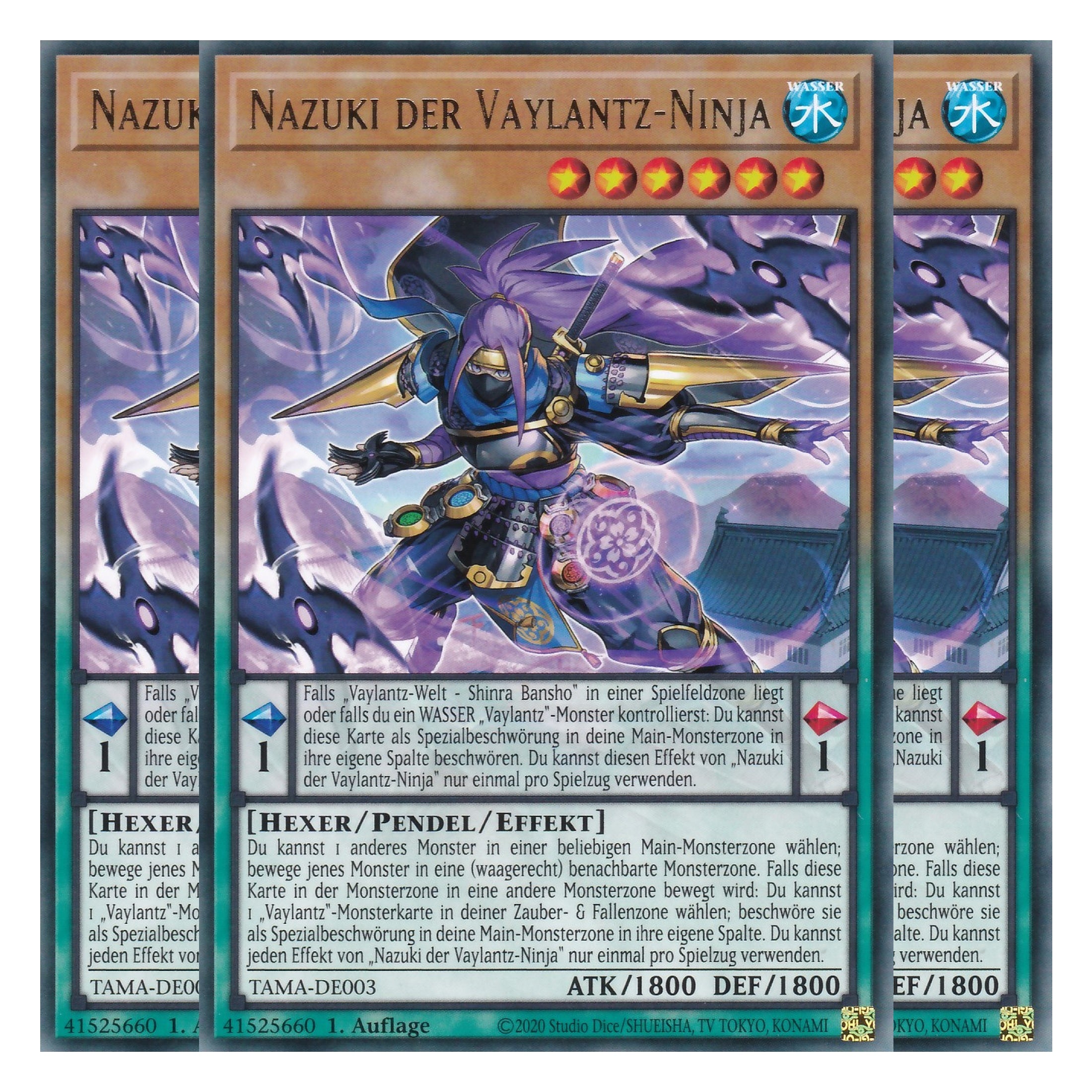 Nazuki der Vaylantz-Ninja - TAMA-DE003 - Rare - 1. Auflage - Deutsch - Tactical Masters - Yu-Gi-Oh! - Playset (3 Kopien)